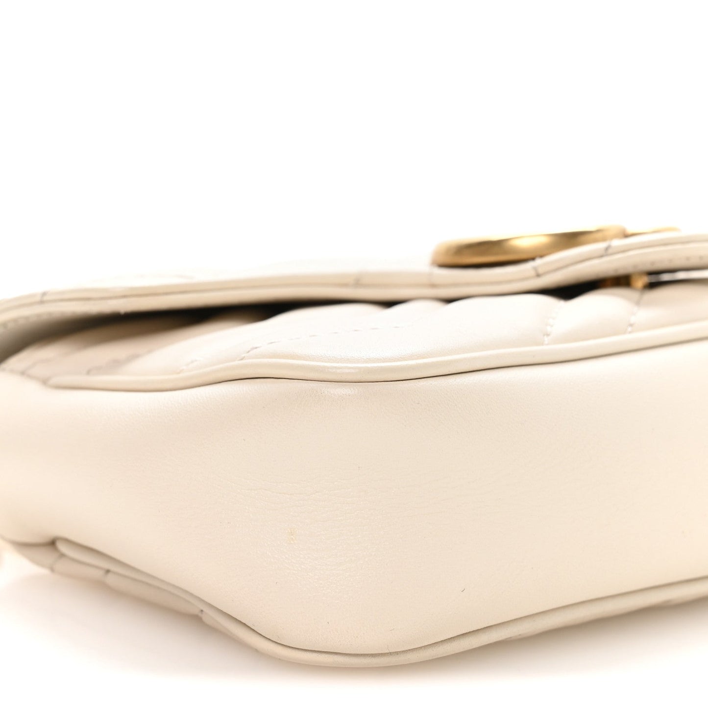 Calfskin Matelasse Super Mini GG Marmont Shoulder Bag White