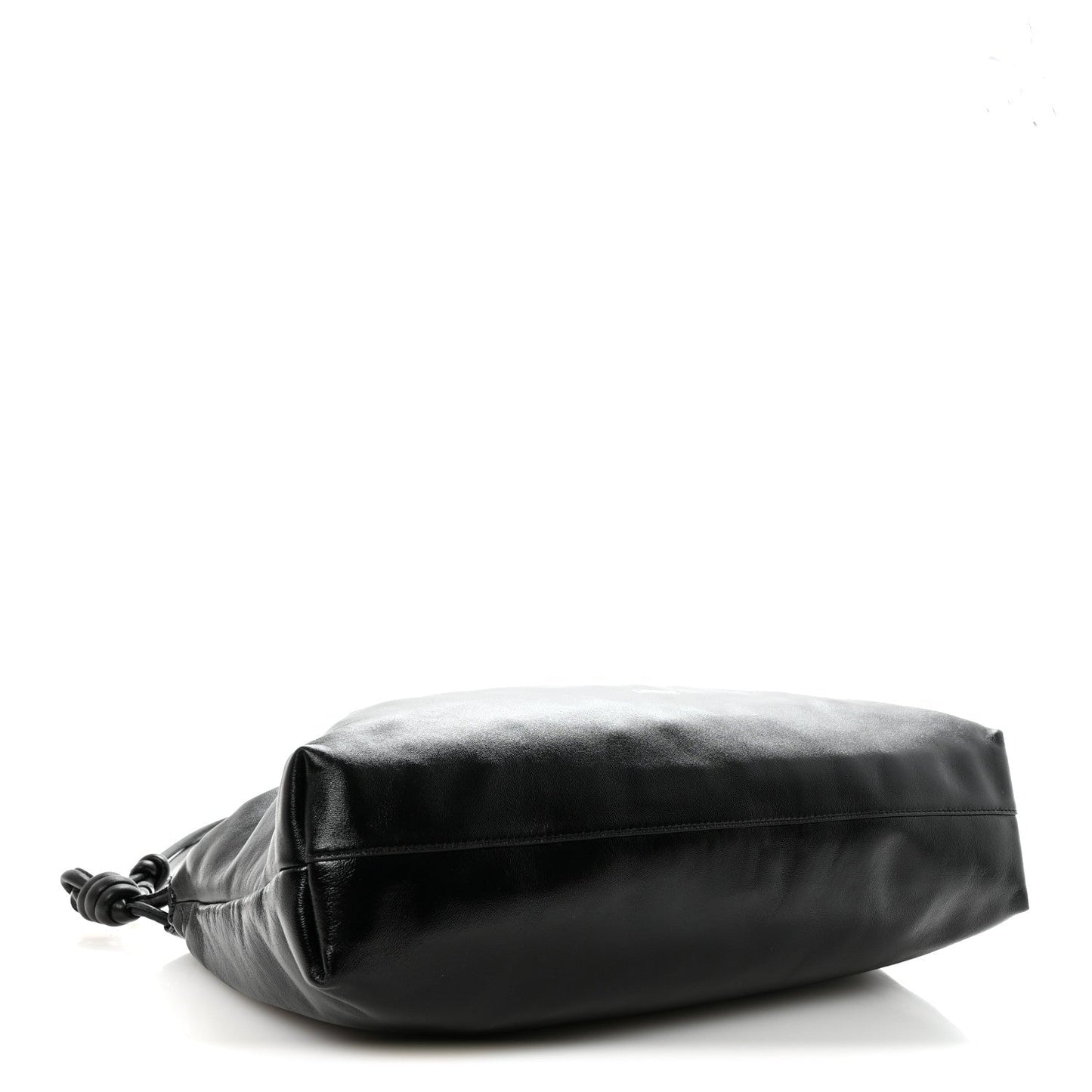 Patent Lambskin Donut Chain Large Flamenco Knot Clutch Black