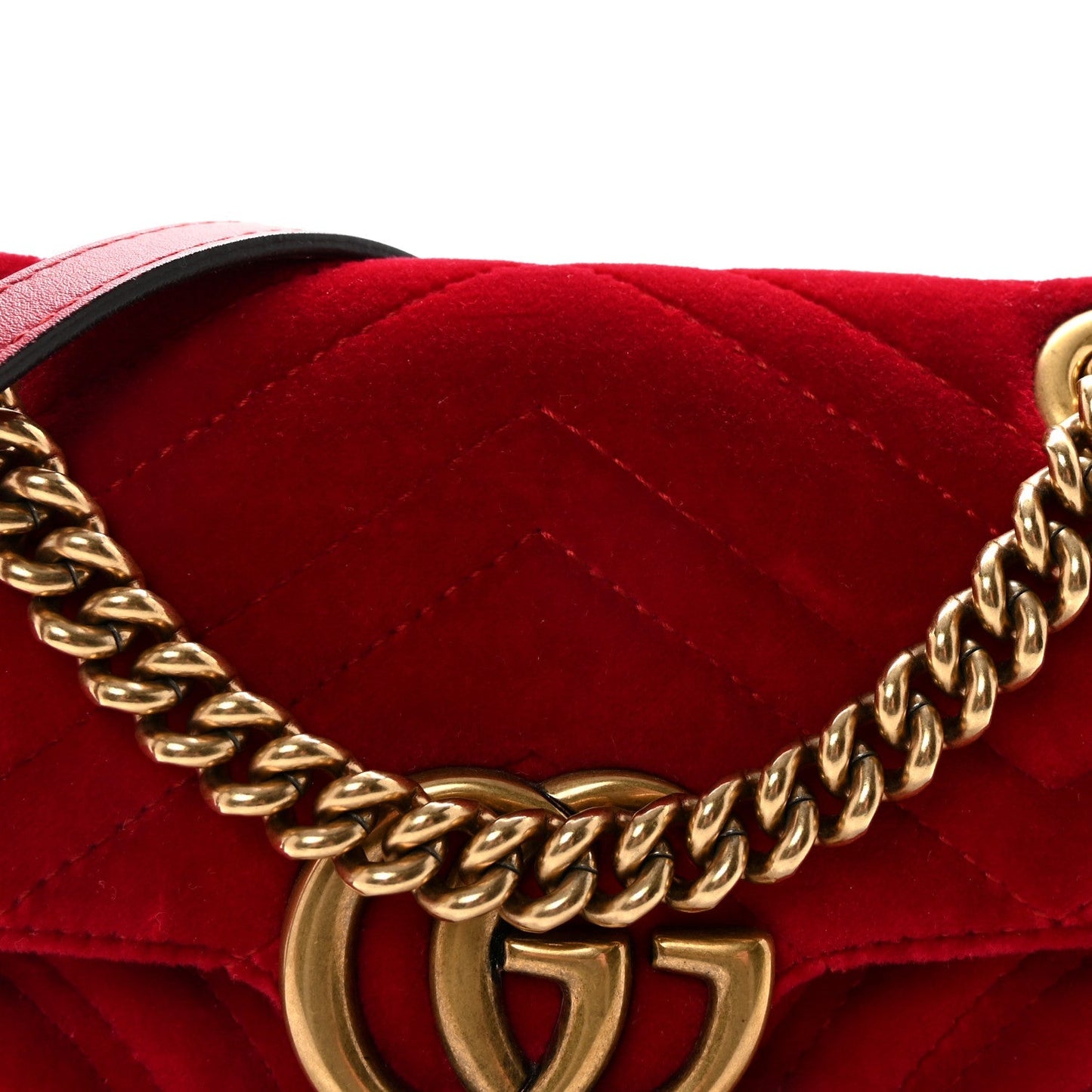 Velvet Matelasse Mini GG Marmont Shoulder Bag Hibiscus Red