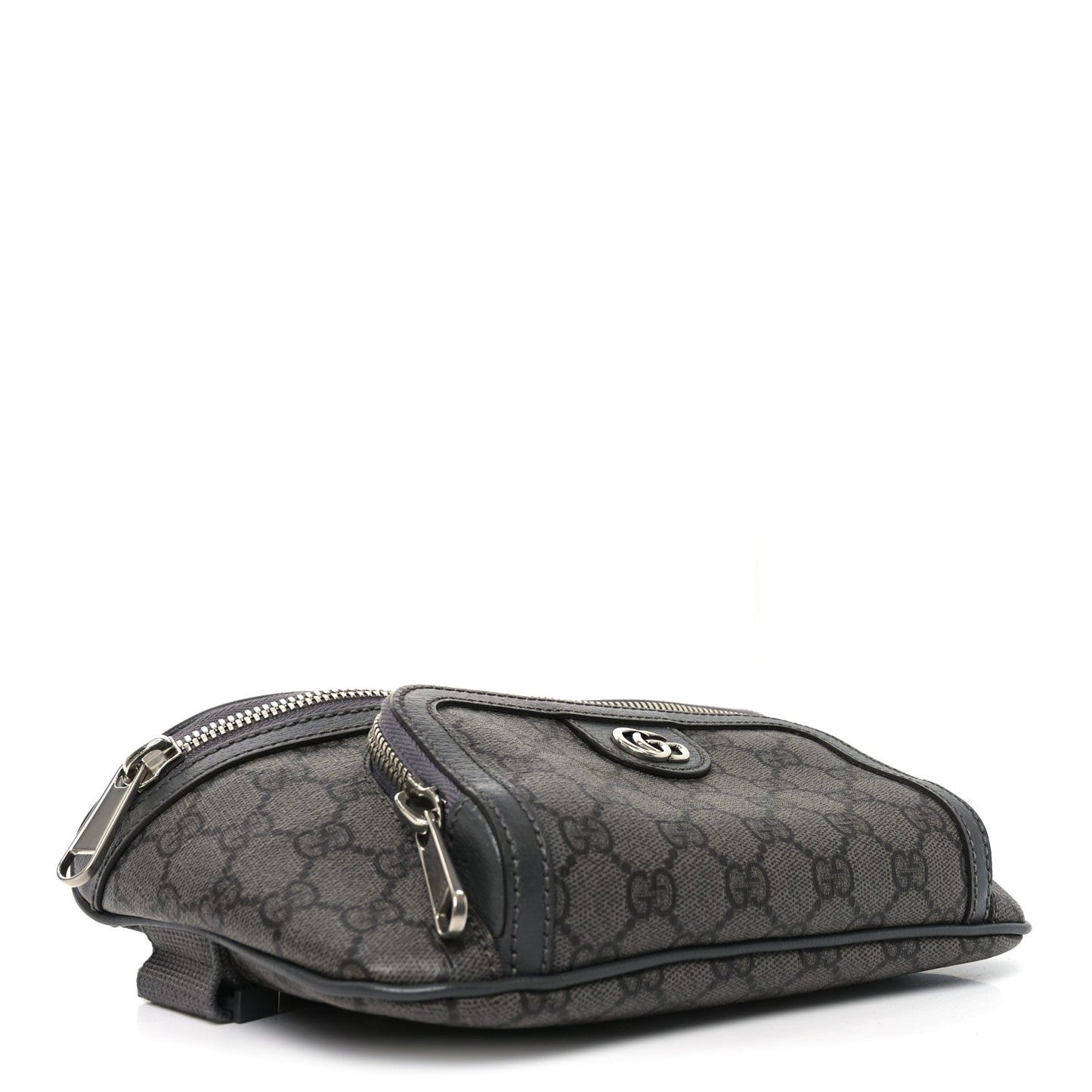 GG Supreme Monogram Textured Dollar Calfskin Ophidia Belt Bag Grey Black Graphite Grey