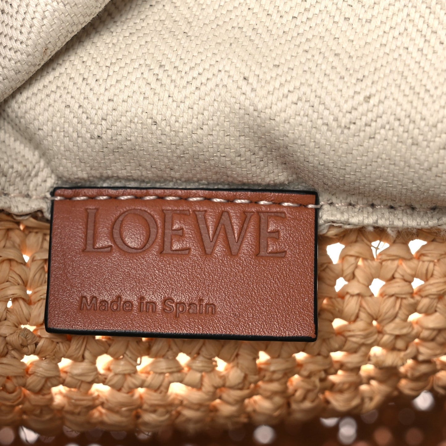 Calfskin Raffia Anagram Paulas Ibiza Pochette Bag Natural Tan