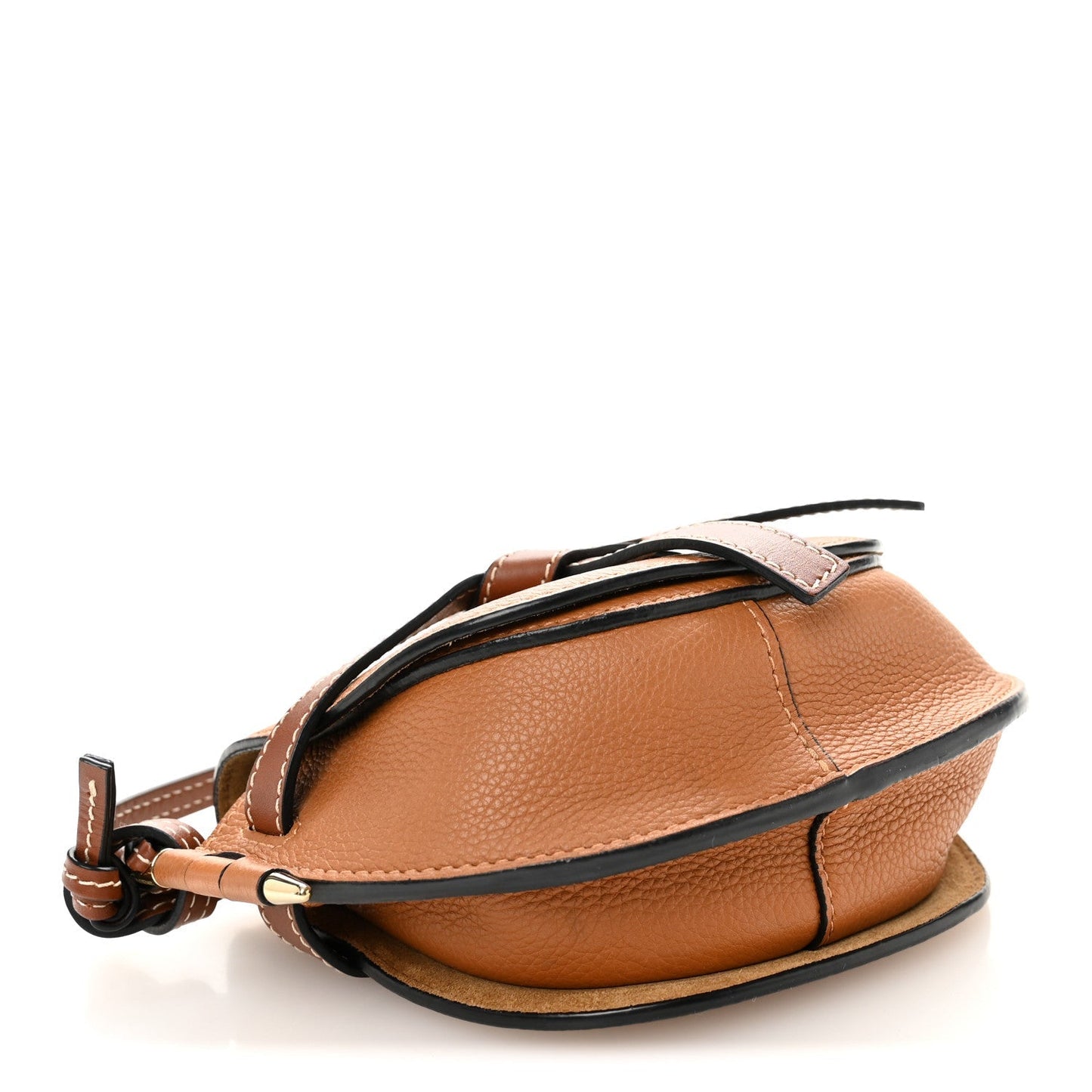 Grained Calfskin Mini Gate Crossbody Bag Caramel Pecan