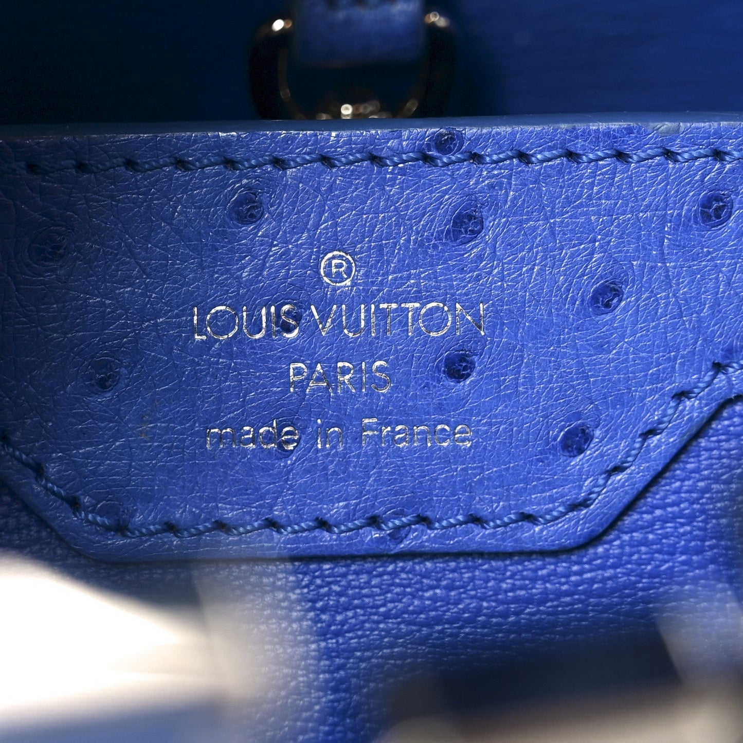 Ostrich Capucines MM Saphir