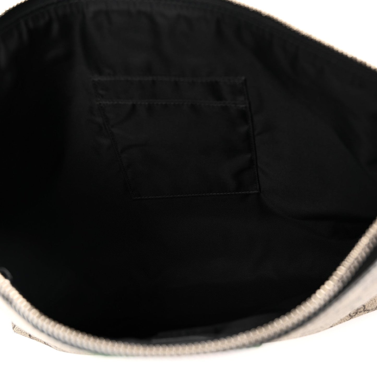 GG Supreme Monogram Calfskin Web Medium Flat Messenger Bag Beige Ebony Black