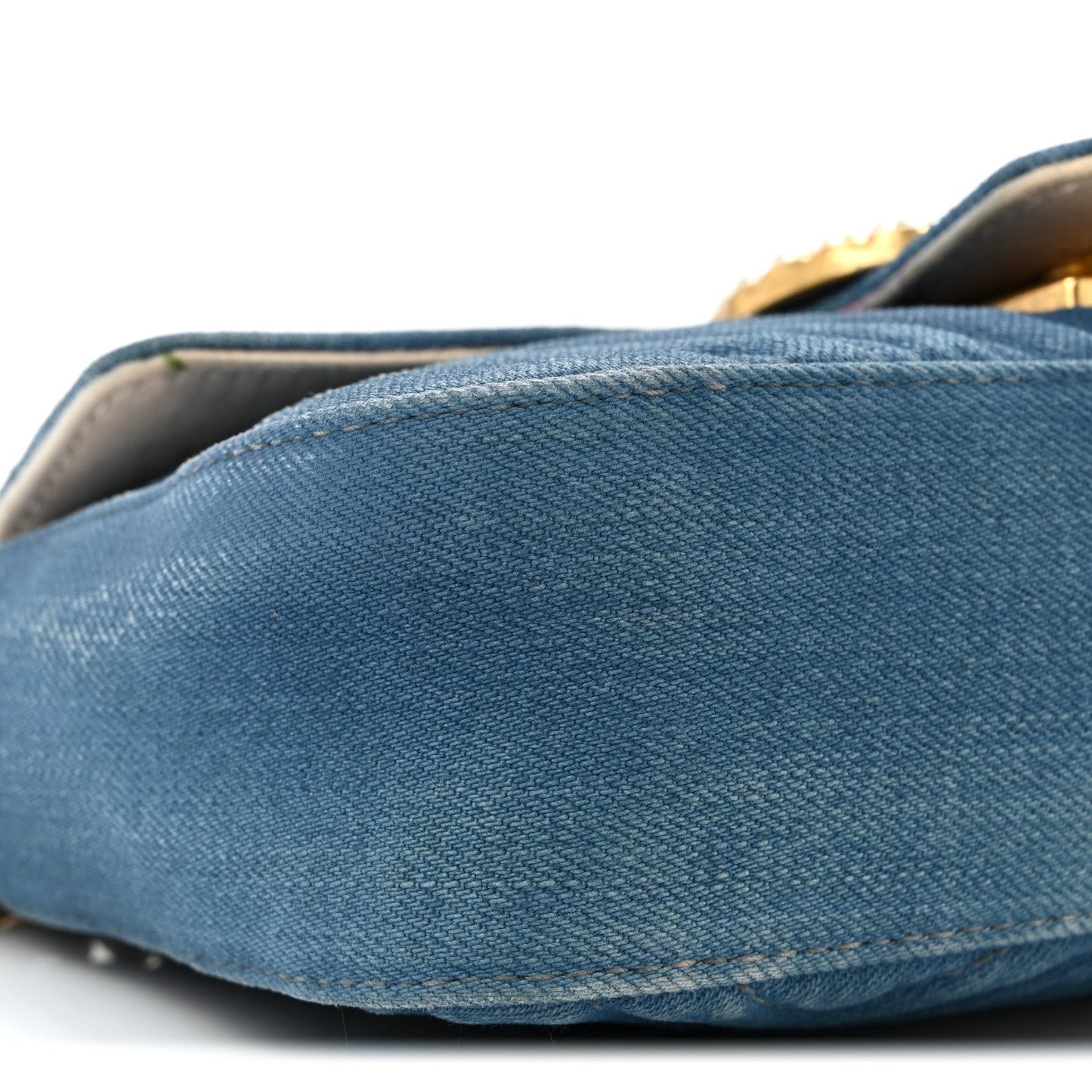 Denim Matelasse Mini Pearly GG Marmont Shoulder Bag Blue