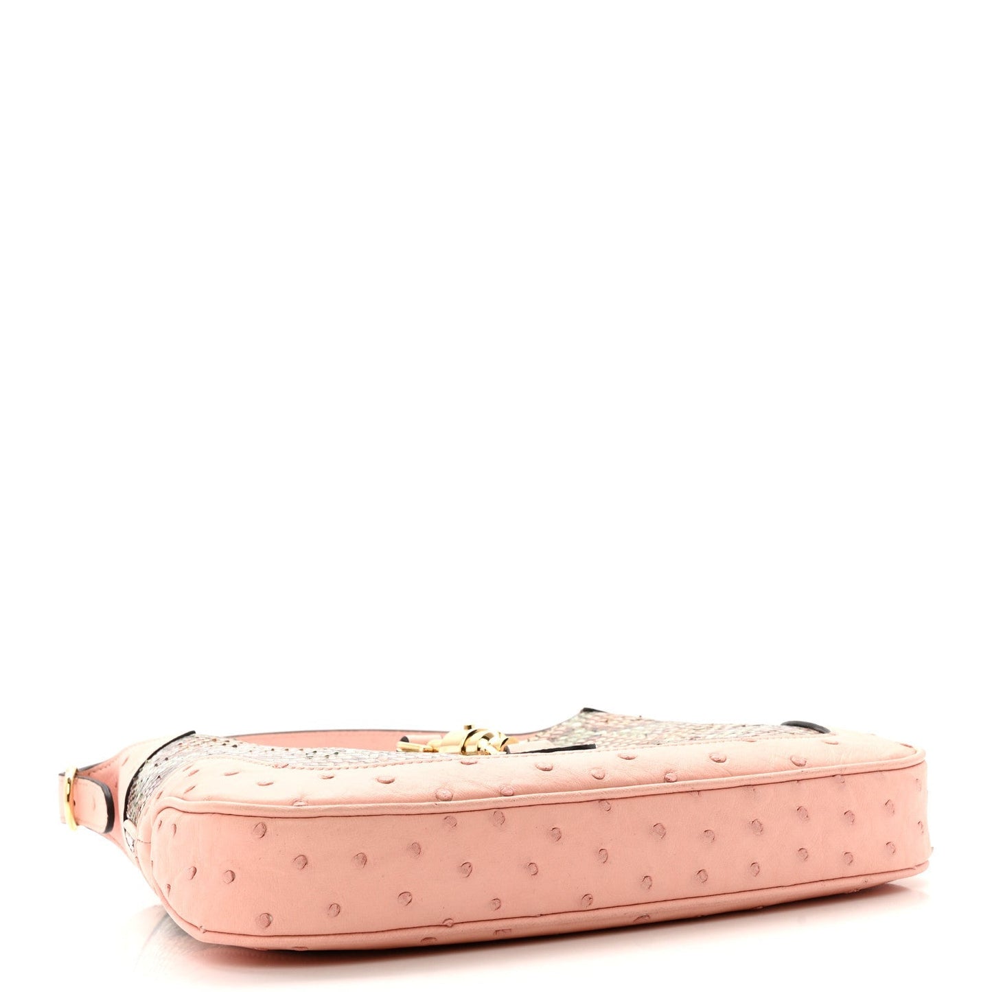 Snakeskin Ostrich Calfskin Small Jackie 1961 Hobo Pink Multicolor