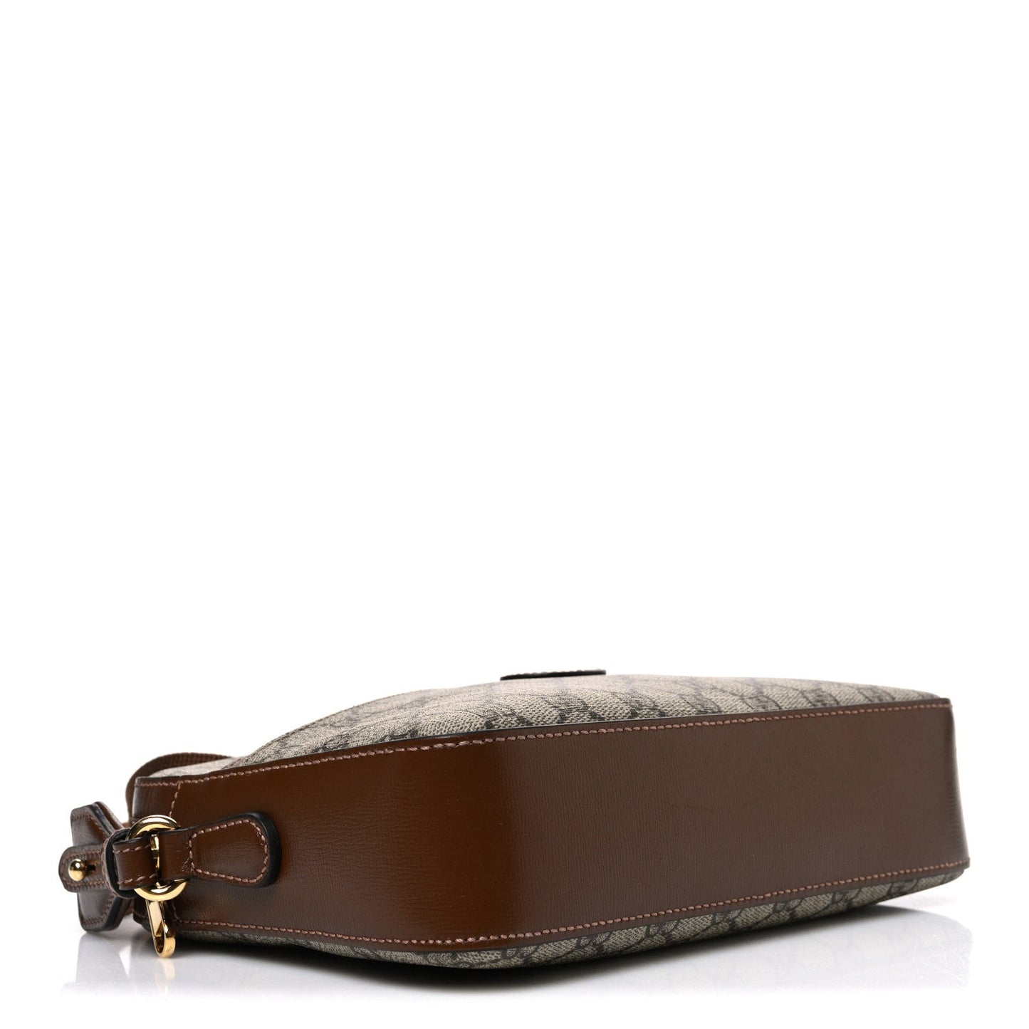 GG Supreme Monogram Azalea Calfskin Retro Interlocking G Messenger Shoulder Bag Beige Ebony Brown Sugar