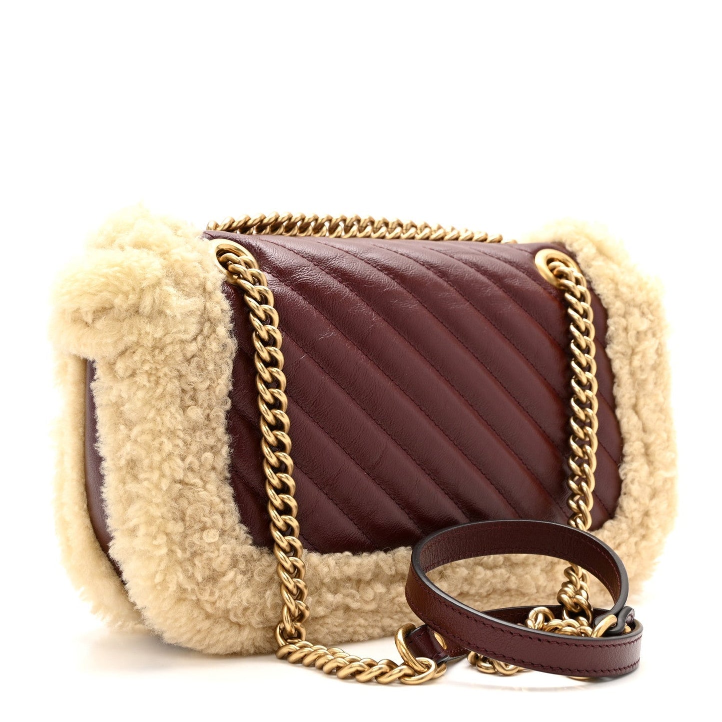 Azalea Calfskin Wool Matelasse Diagonal Small GG Marmont Shoulder Bag Sand Desert