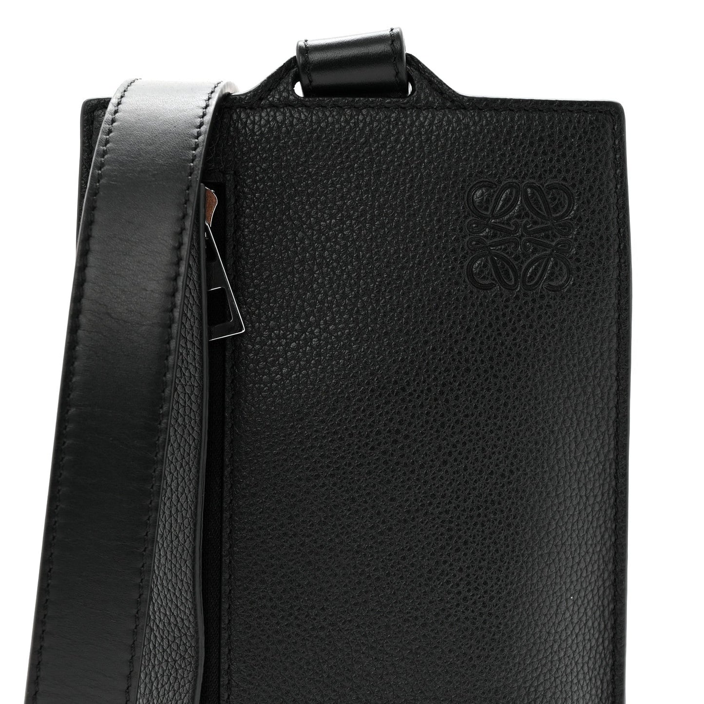 Soft Grained Calfskin Vertical T-Pocket Crossbody Bag Black