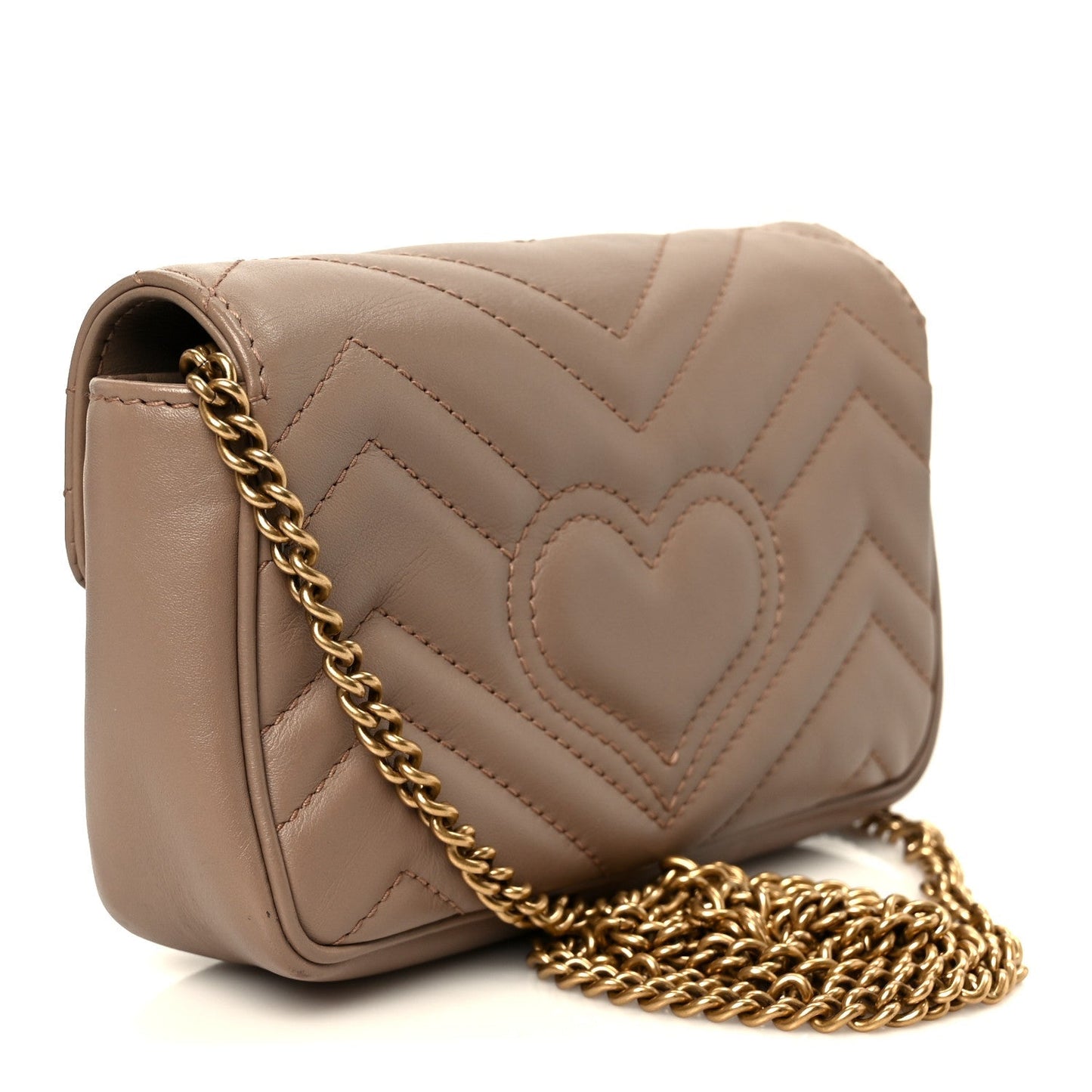 Calfskin Matelasse Super Mini GG Marmont Shoulder Bag Porcelain Rose