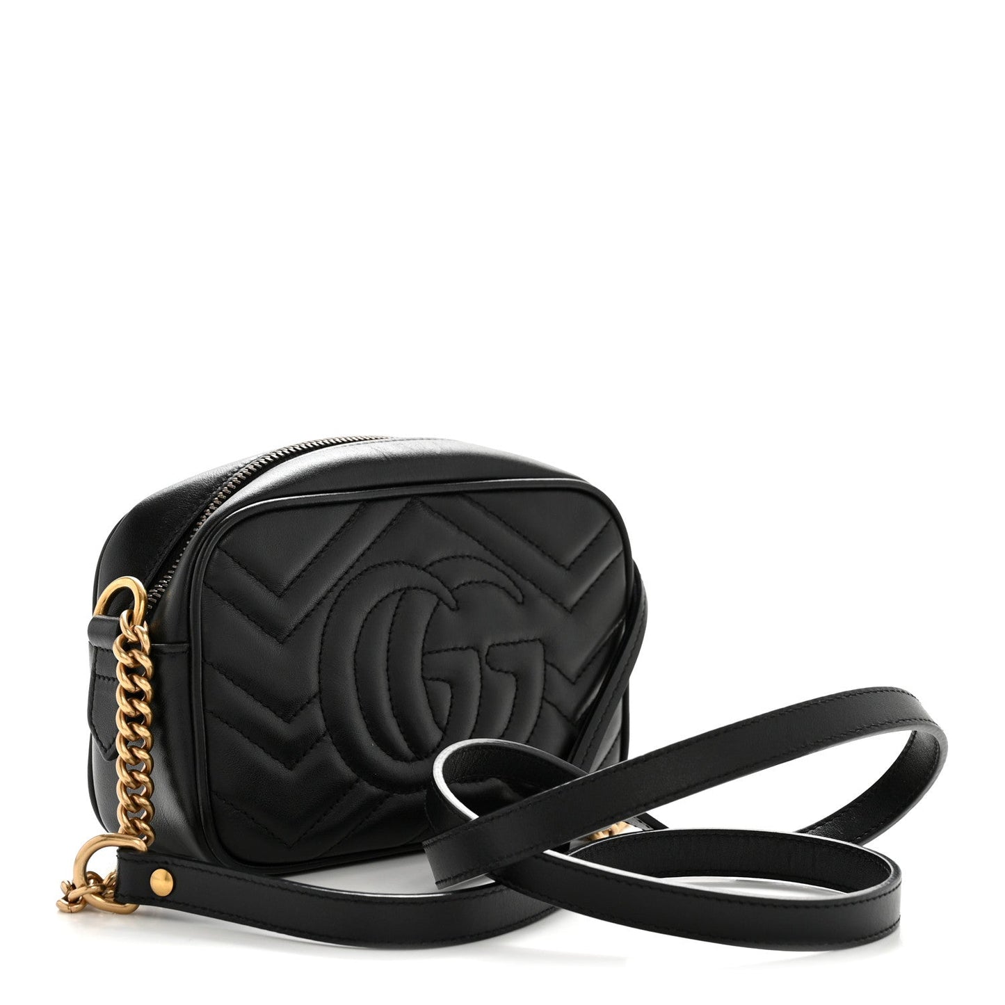 Calfskin Matelasse Mini GG Marmont Chain Shoulder Bag Black