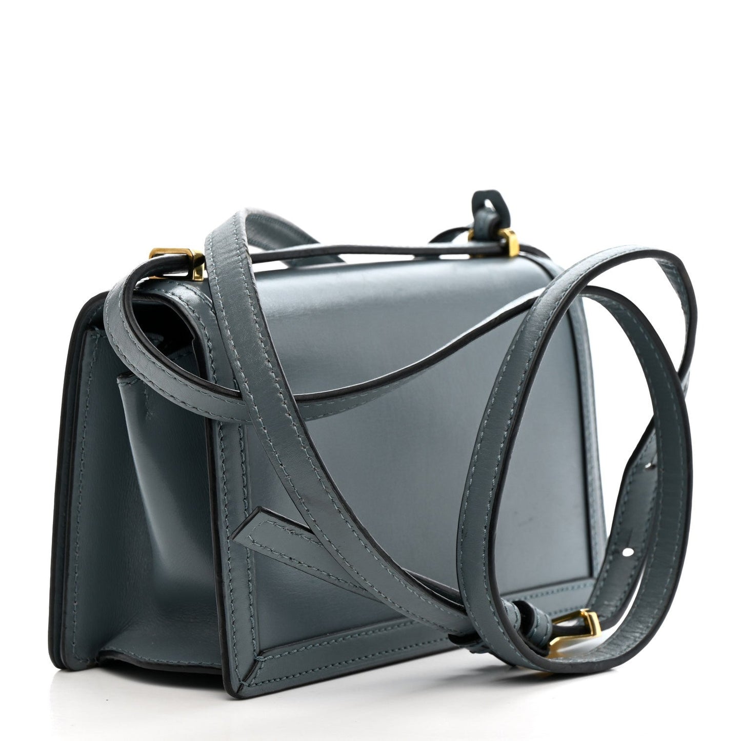 Calfskin Mini Barcelona Shoulder Bag Stone Blue