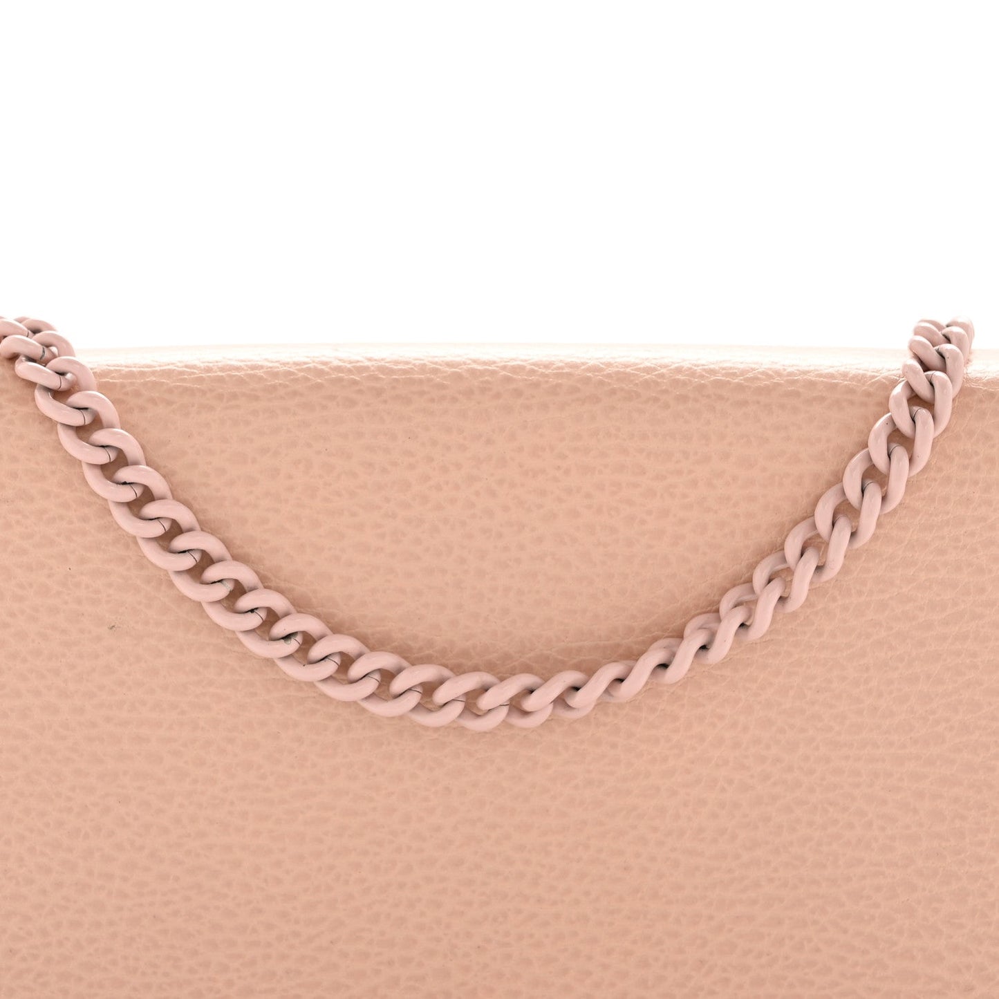 Dollar Calfskin Enamel Monochrome Mini GG Marmont Chain Wallet Perfect Pink