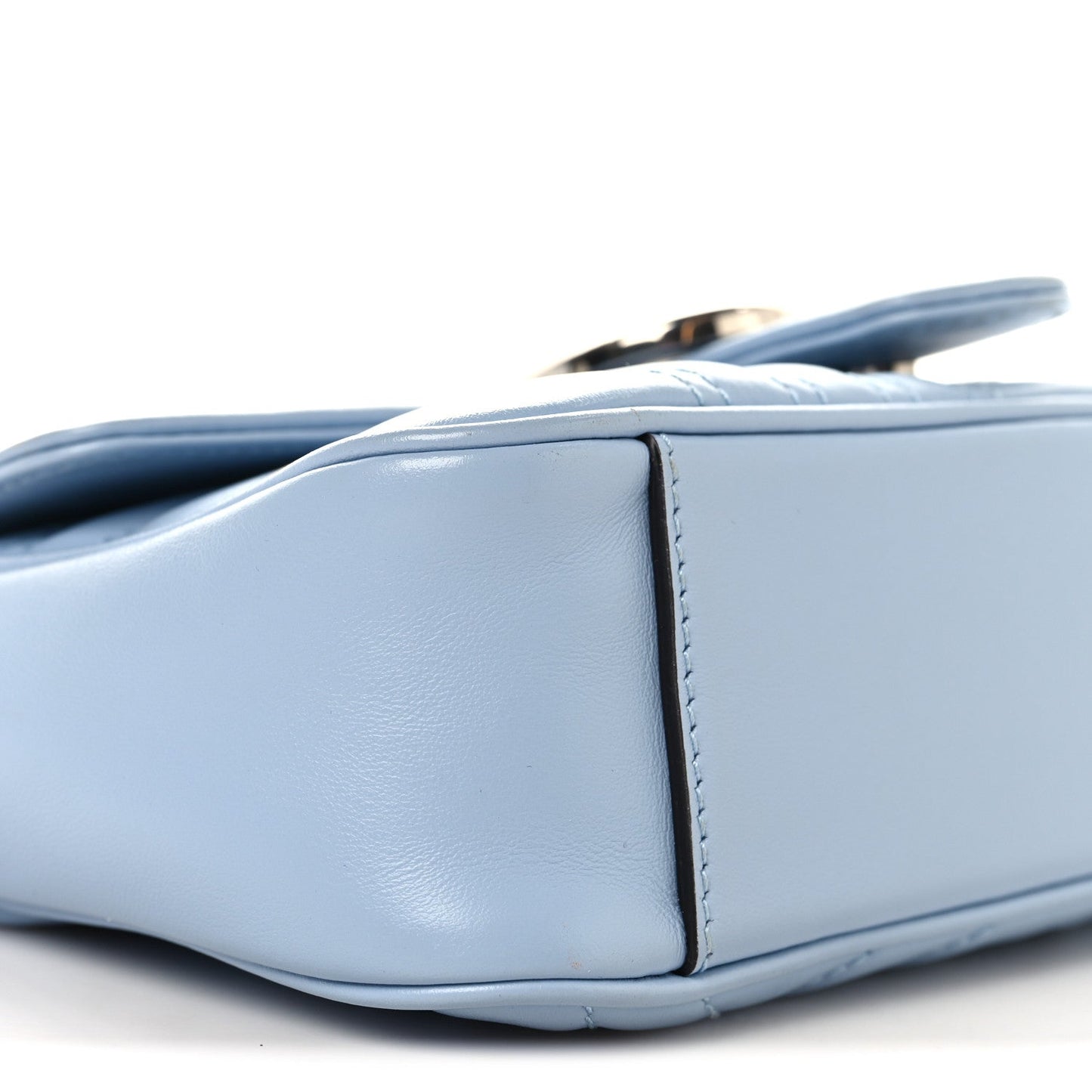 Calfskin Matelasse Mini GG Marmont Shoulder Bag Porcelain Light Blue