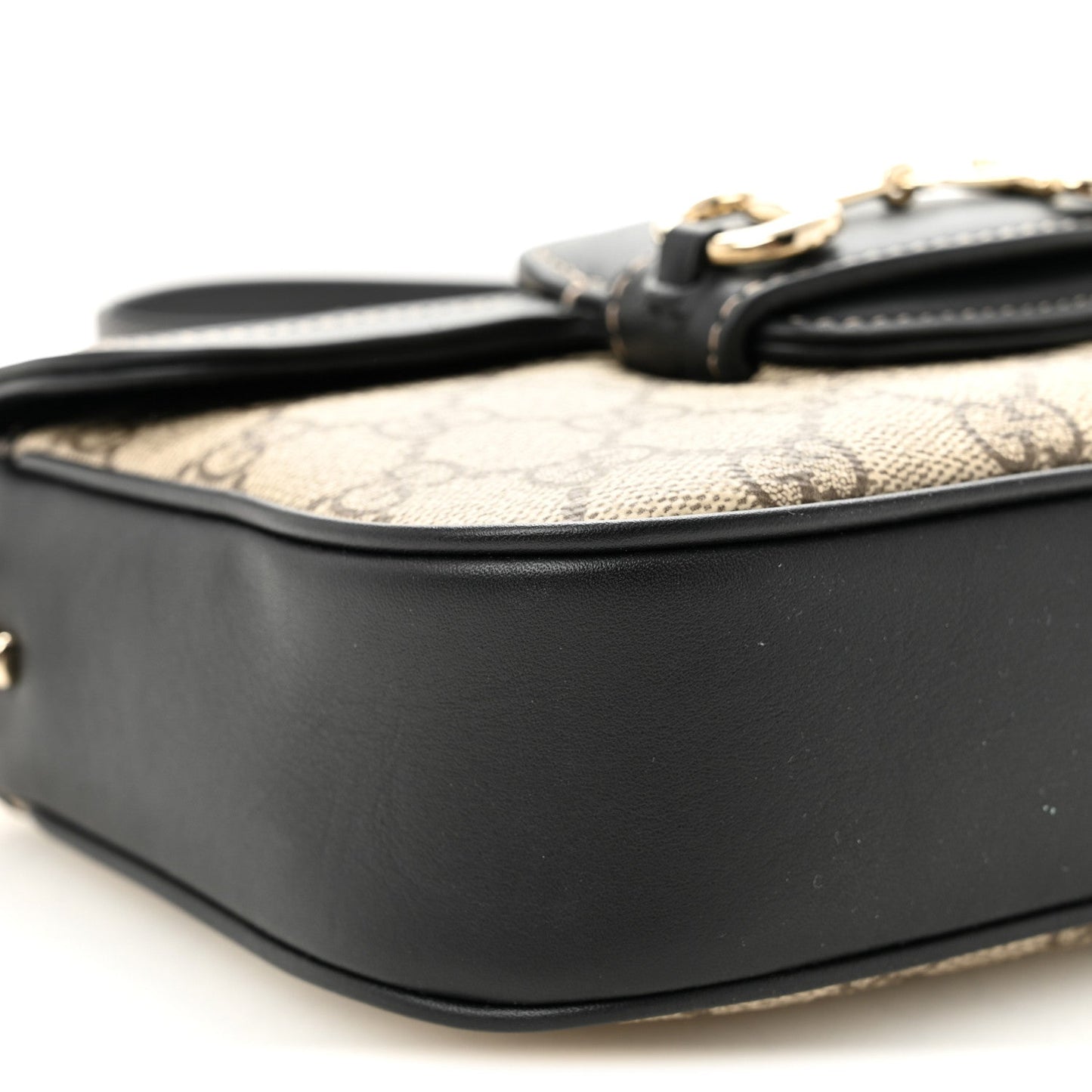 GG Supreme Monogram Horsebit 1955 Soft Small Shoulder Bag Beige Black