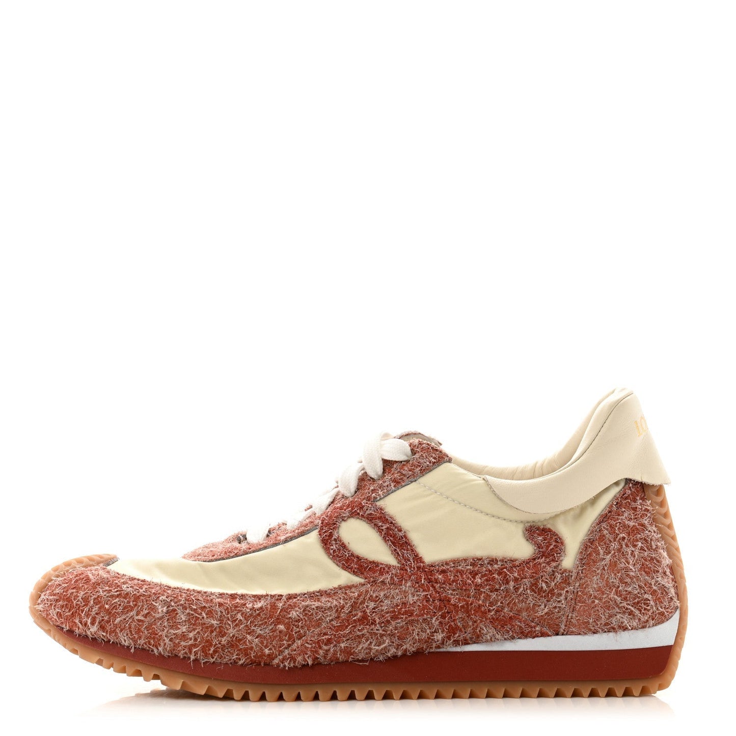 Nylon Brushed Suede Flow Runner Sneakers 40 Red Soft White