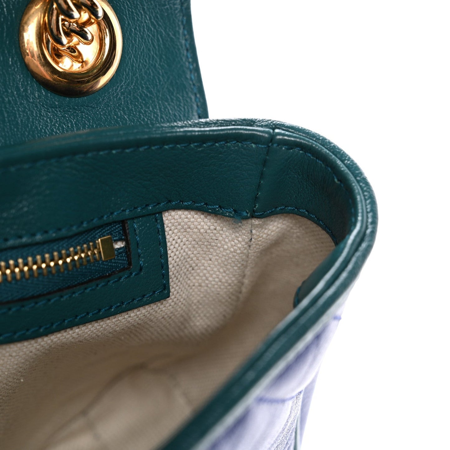 Azalea Calfskin Enamel Matelasse Diagonal Small Torchon GG Marmont Shoulder Bag Imperial Blue Pavone