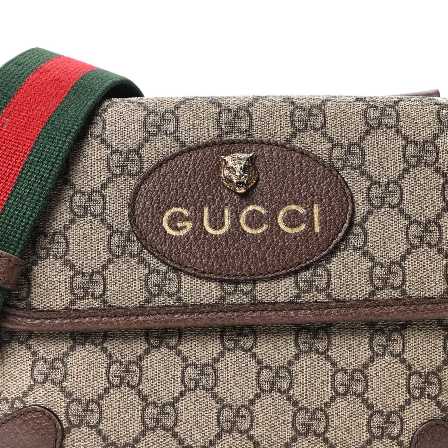 GG Supreme Monogram Web Small Neo Vintage Double Flap Messenger Bag Beige New Acero