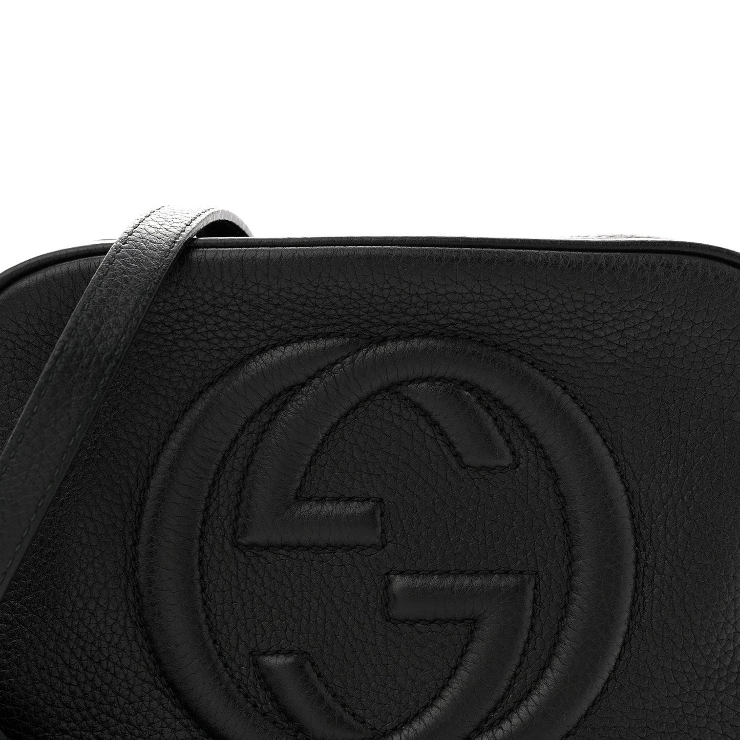 Pebbled Calfskin Small Soho Disco Bag Black