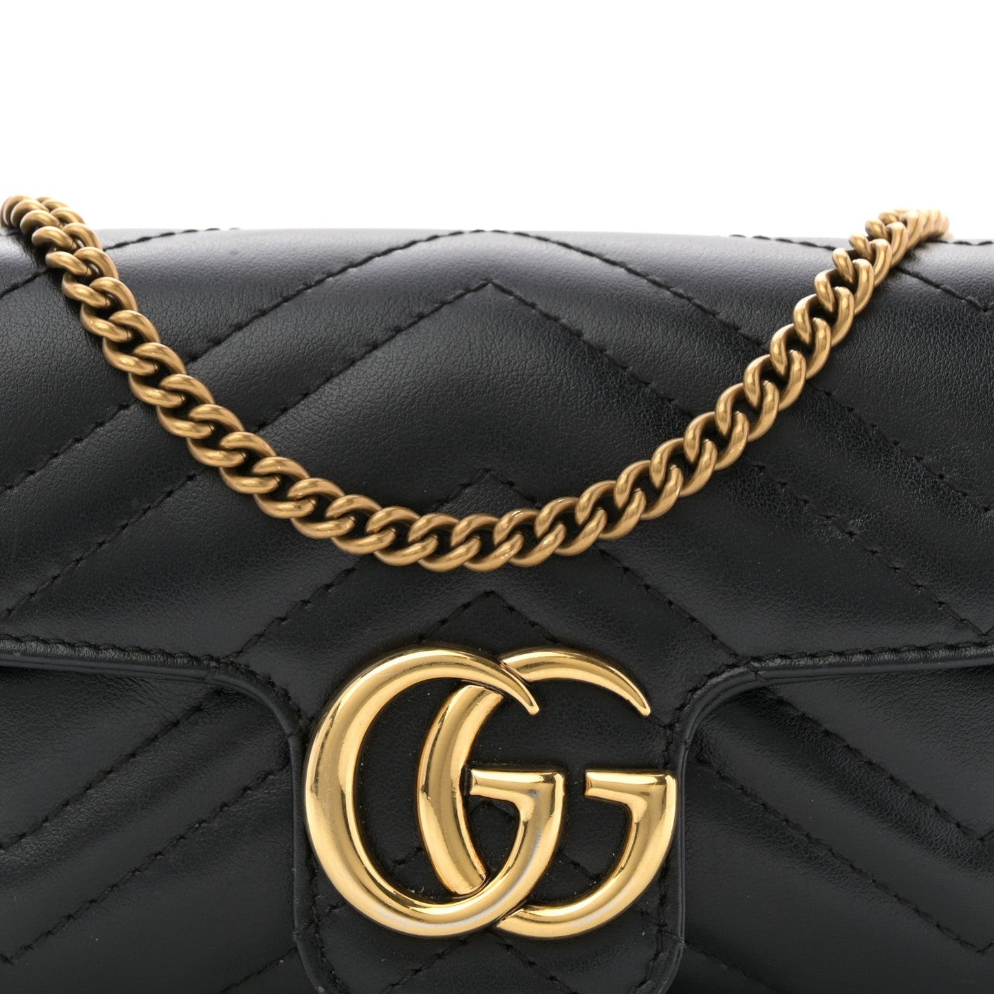 Calfskin Matelasse Super Mini GG Marmont Shoulder Bag Black