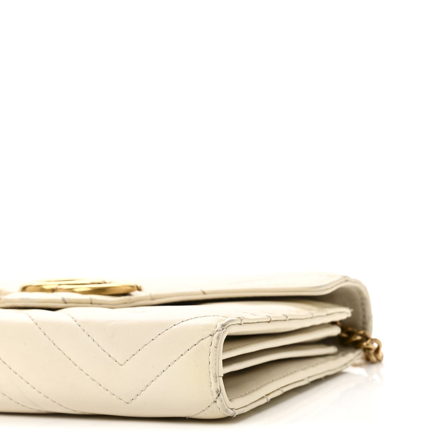 Calfskin Matelasse GG Marmont Chain Wallet Mystic White