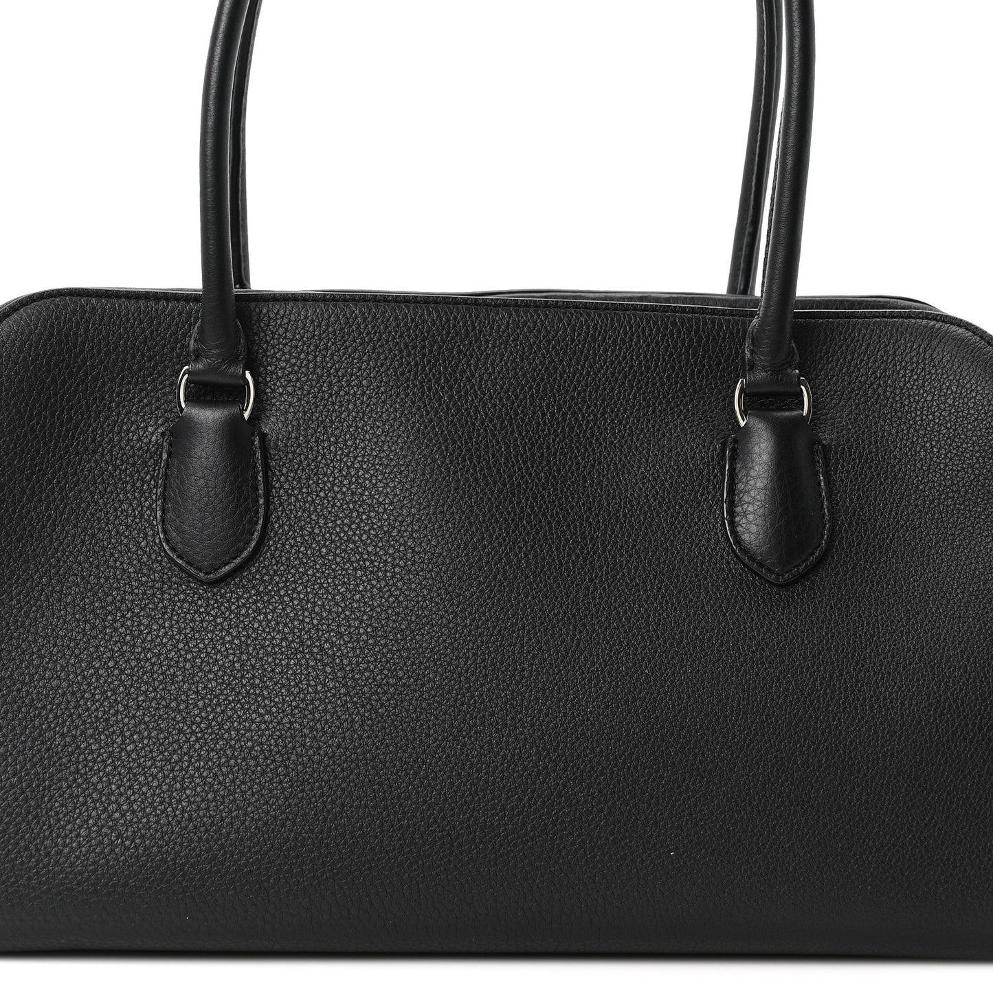 Grained Calfskin East West Bowling Bag Black