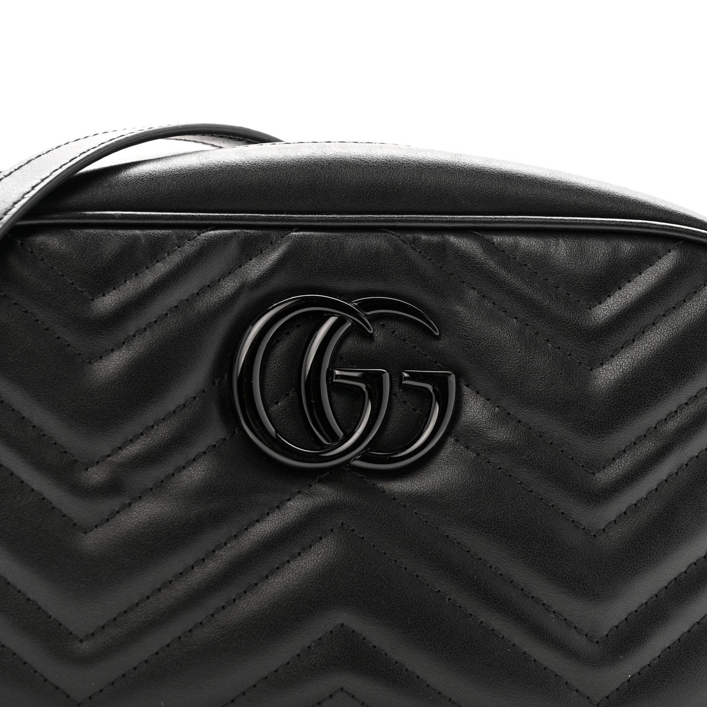 Calfskin Matelasse Monochrome Small GG Marmont Chain Shoulder Bag Black
