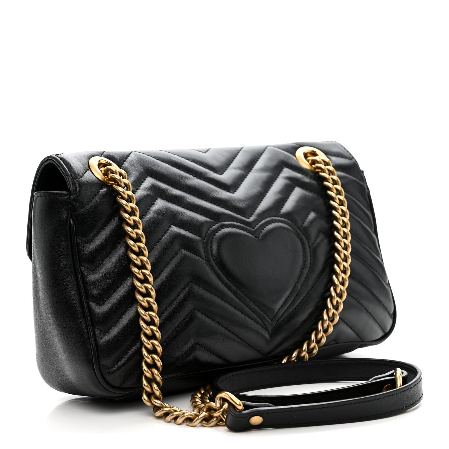 Calfskin Matelasse Small GG Marmont Shoulder Bag Black