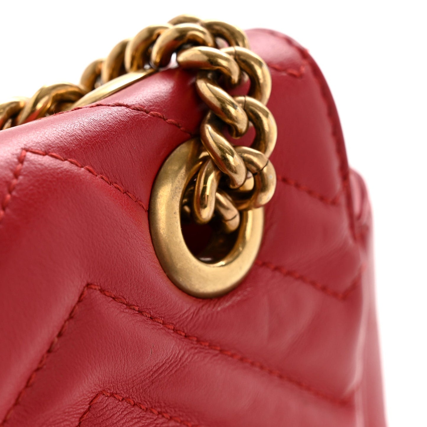 Calfskin Matelasse Small GG Marmont Shoulder Bag Hibiscus Red