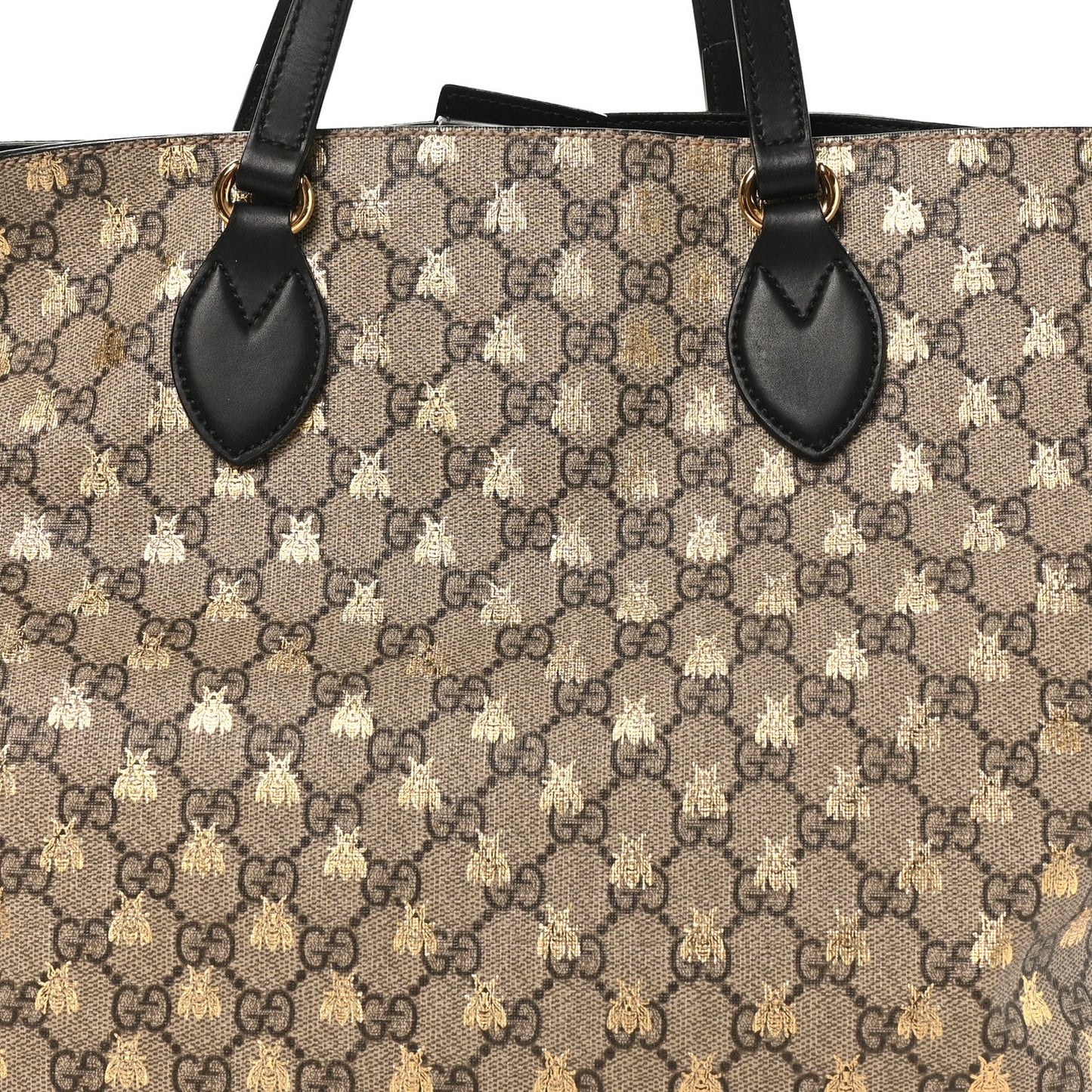 Soft GG Supreme Monogram Bees Medium Crossbody Tote Beige Oro Black