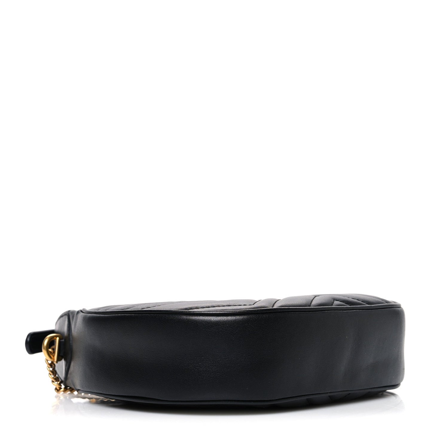 Calfskin Matelasse Chevron Mini GG Marmont Half Moon Hobo Black