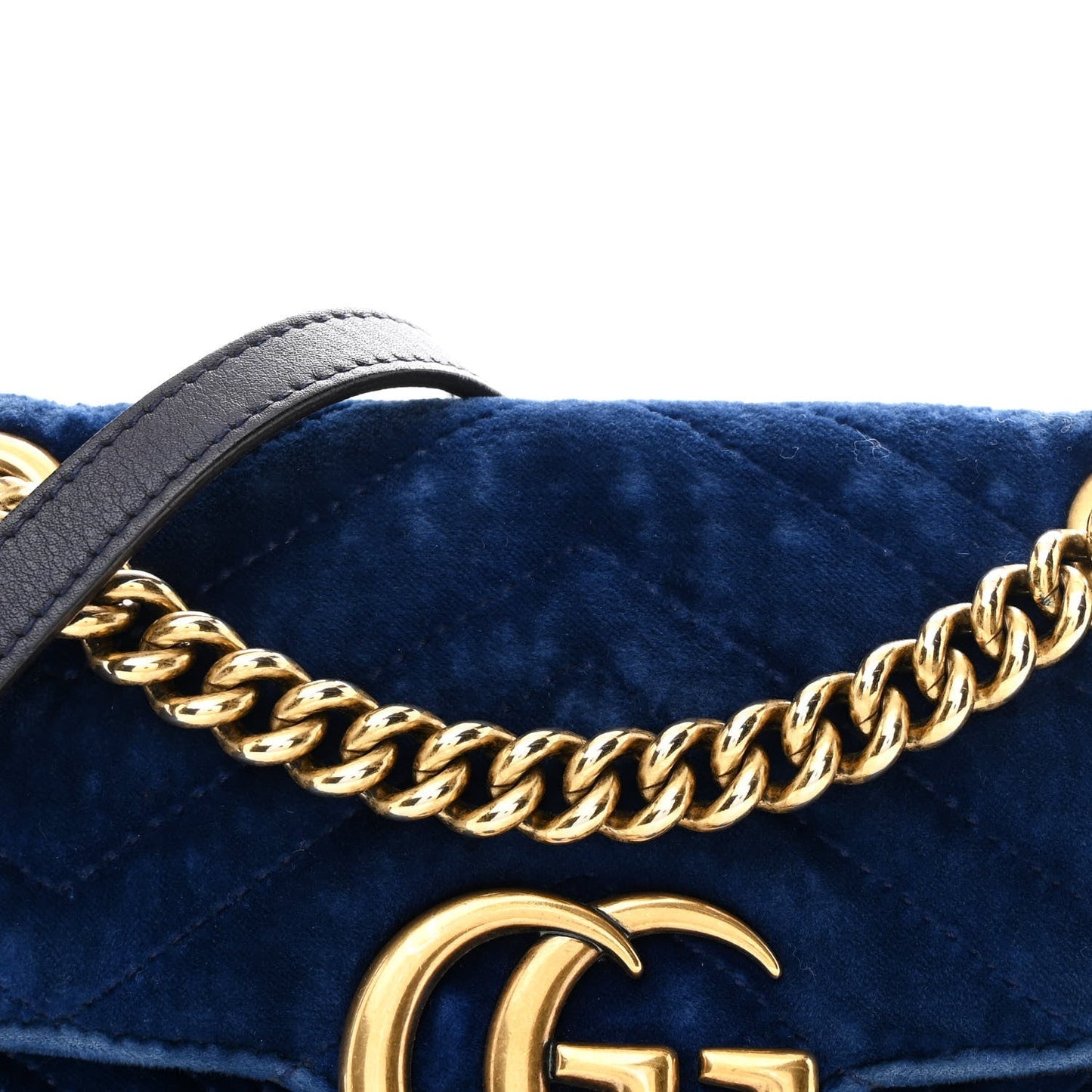 Velvet Matelasse Mini GG Marmont Shoulder Bag Cobalt Blue
