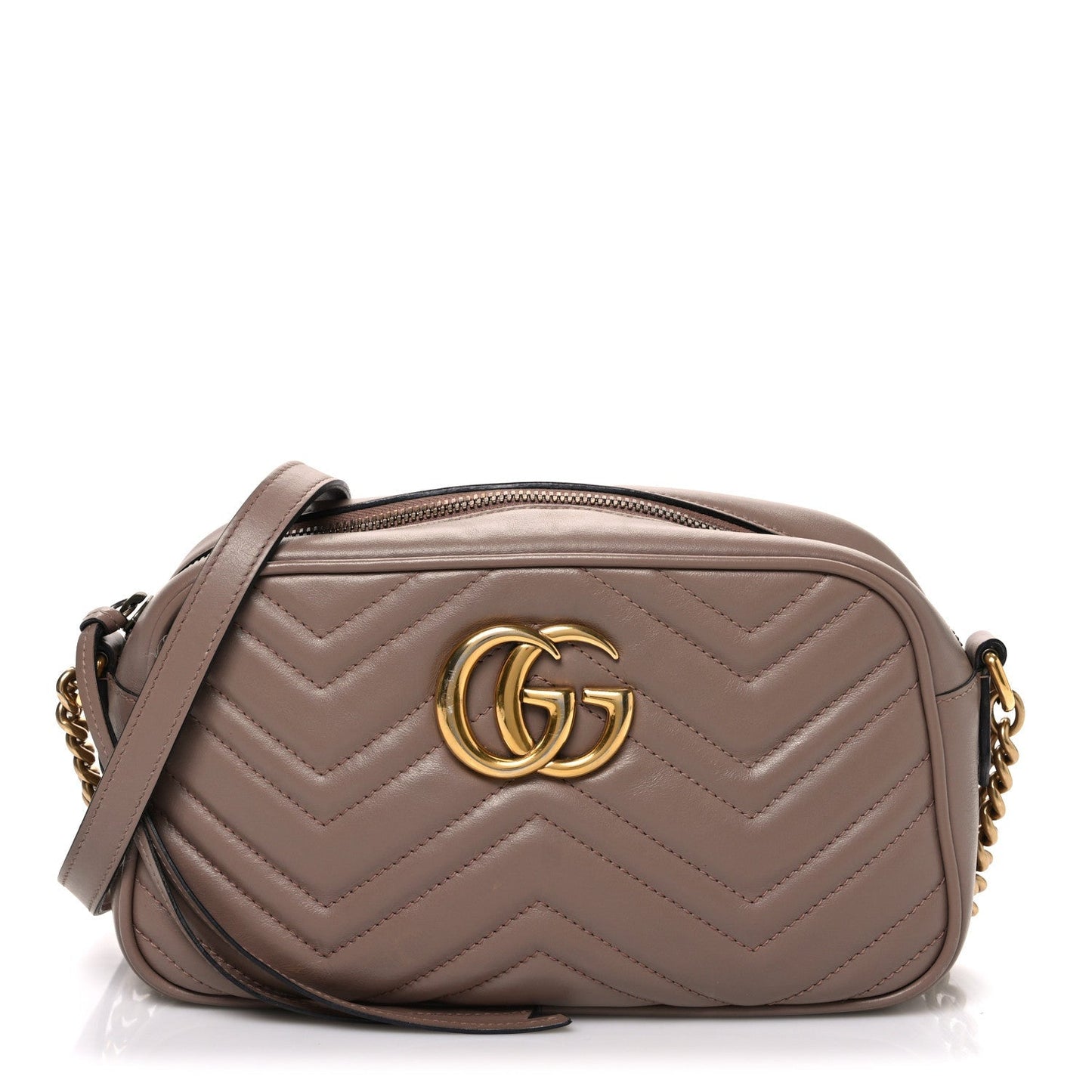 Calfskin Matelasse Small GG Marmont Chain Shoulder Bag Porcelain Rose