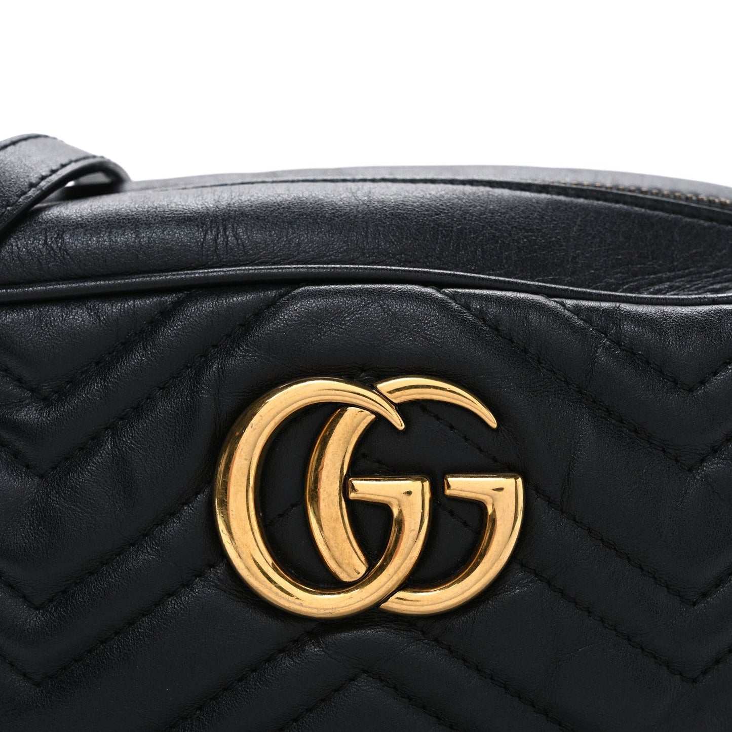 Calfskin Matelasse Small GG Marmont Chain Shoulder Bag Black