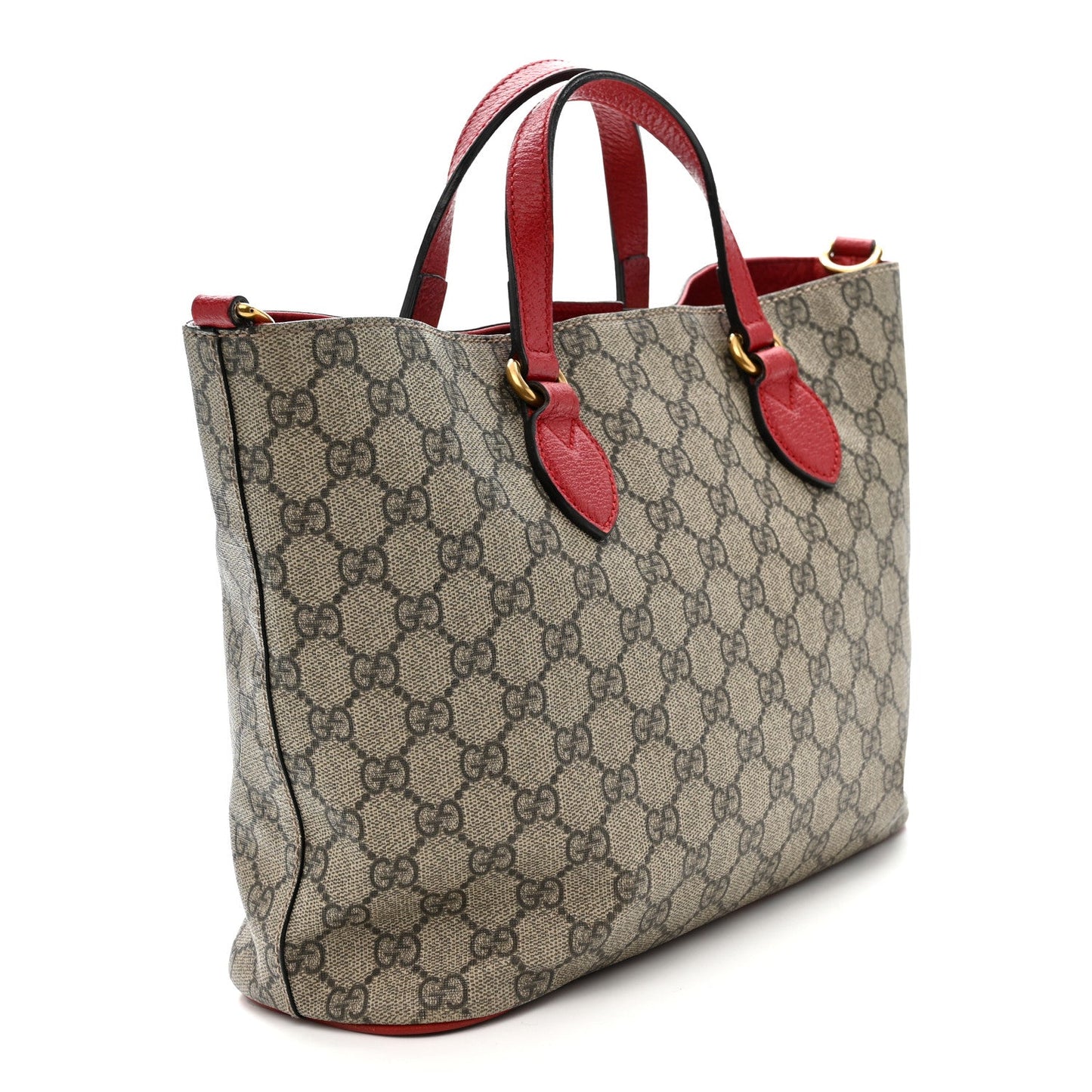 Soft GG Supreme Monogram Web Bosco Patch Small Crossbody Tote Beige Malva Hibiscus Red