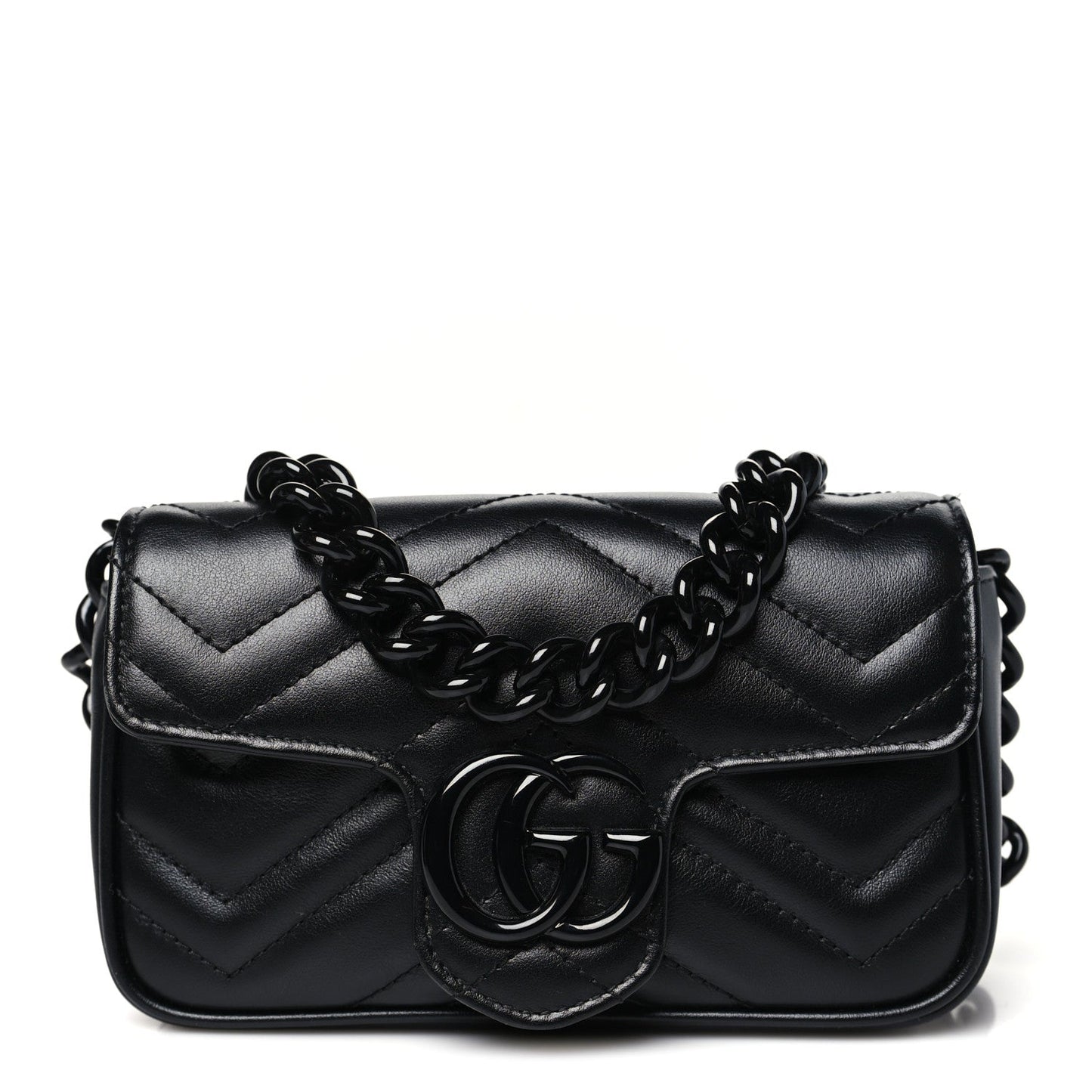 Calfskin Matelasse Monochrome GG Marmont Chain Belt Bag Black