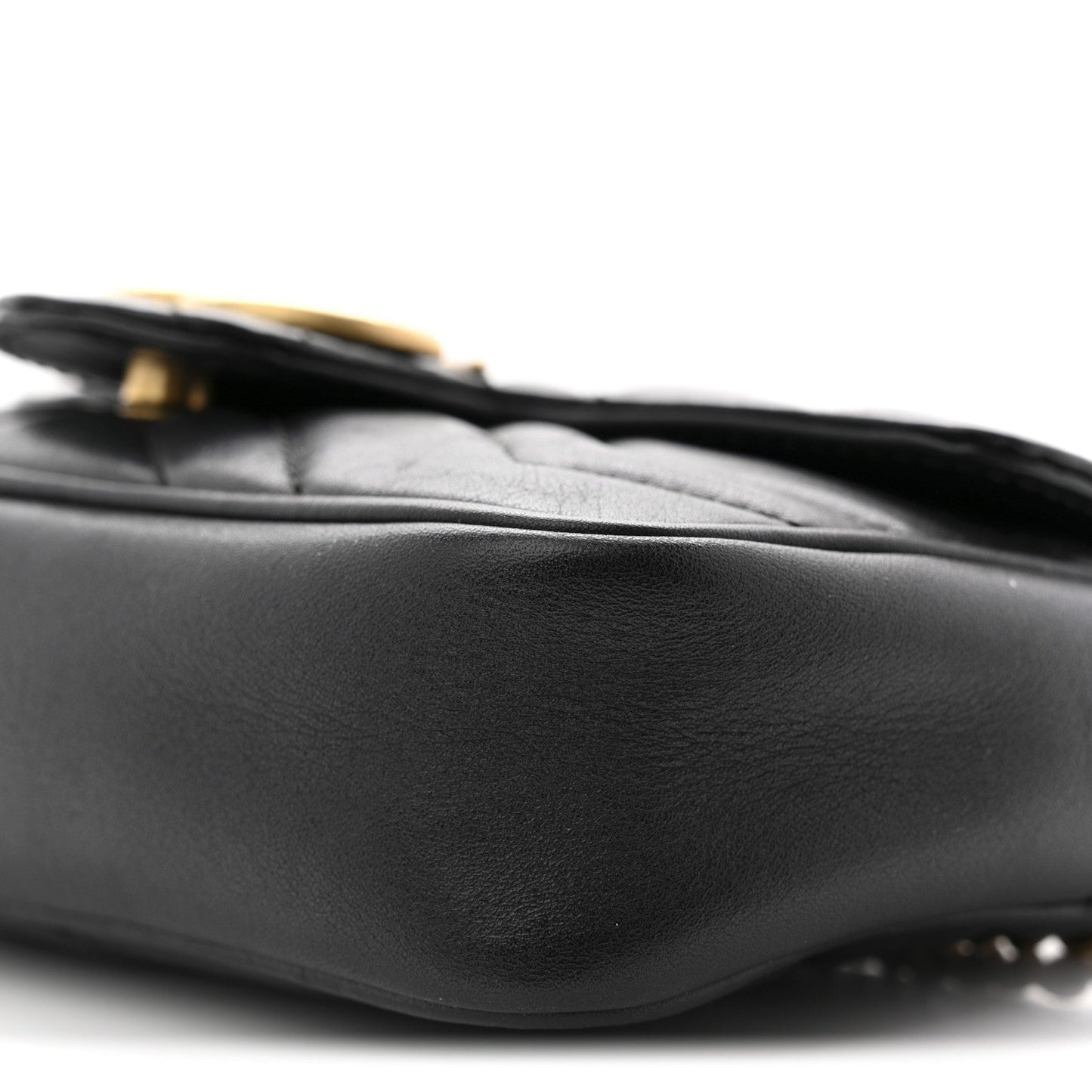 Calfskin Matelasse Super Mini GG Marmont Shoulder Bag Black