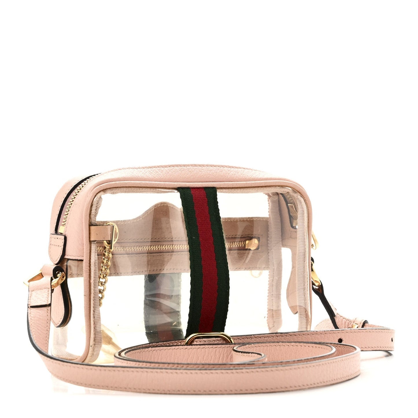 Vinyl Web Mini Ophidia Transparent Shoulder Bag Perfect Pink