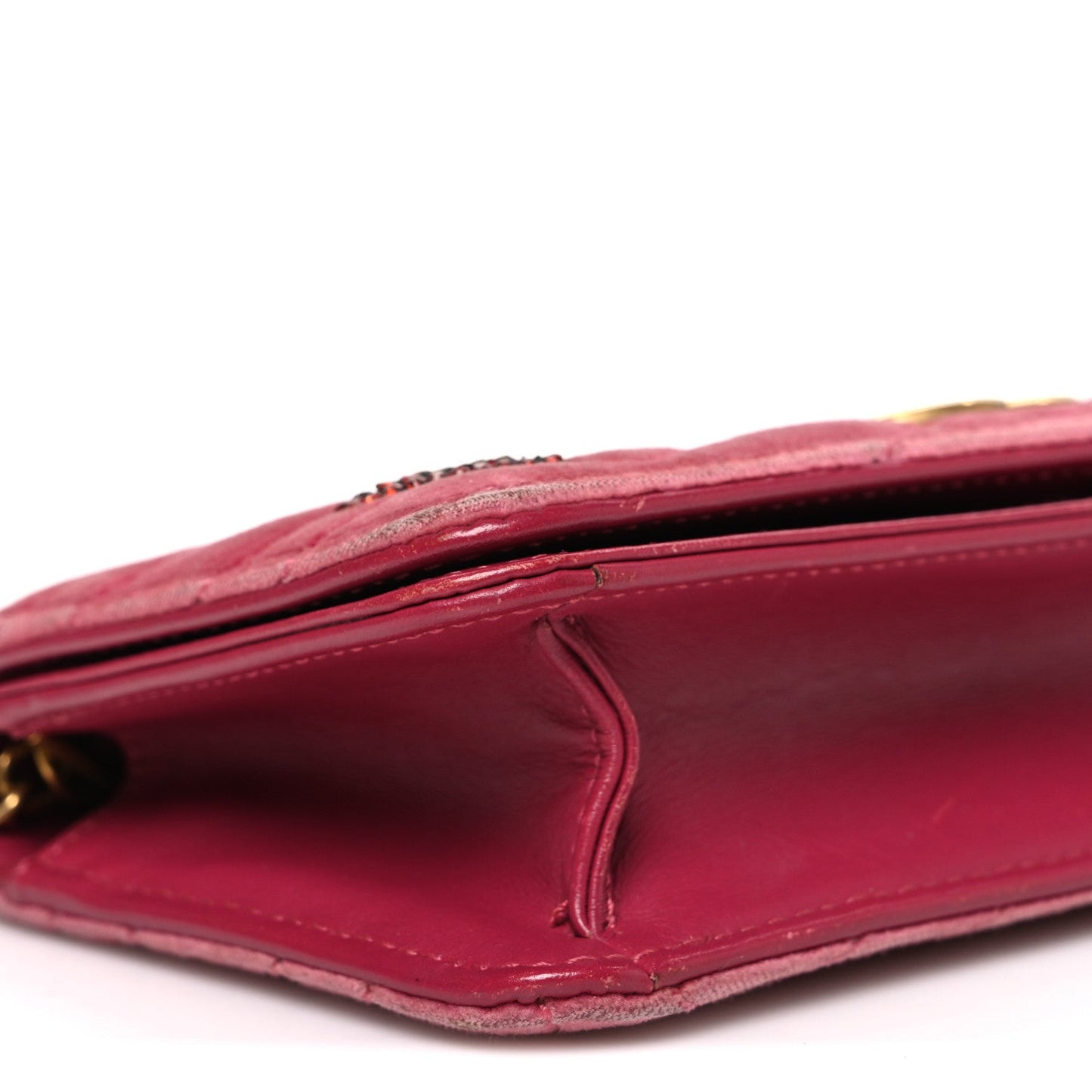 Velvet Matelasse Crystal Sequin Heart Embroidered GG Marmont Mini Bag Light Raspberry Rose