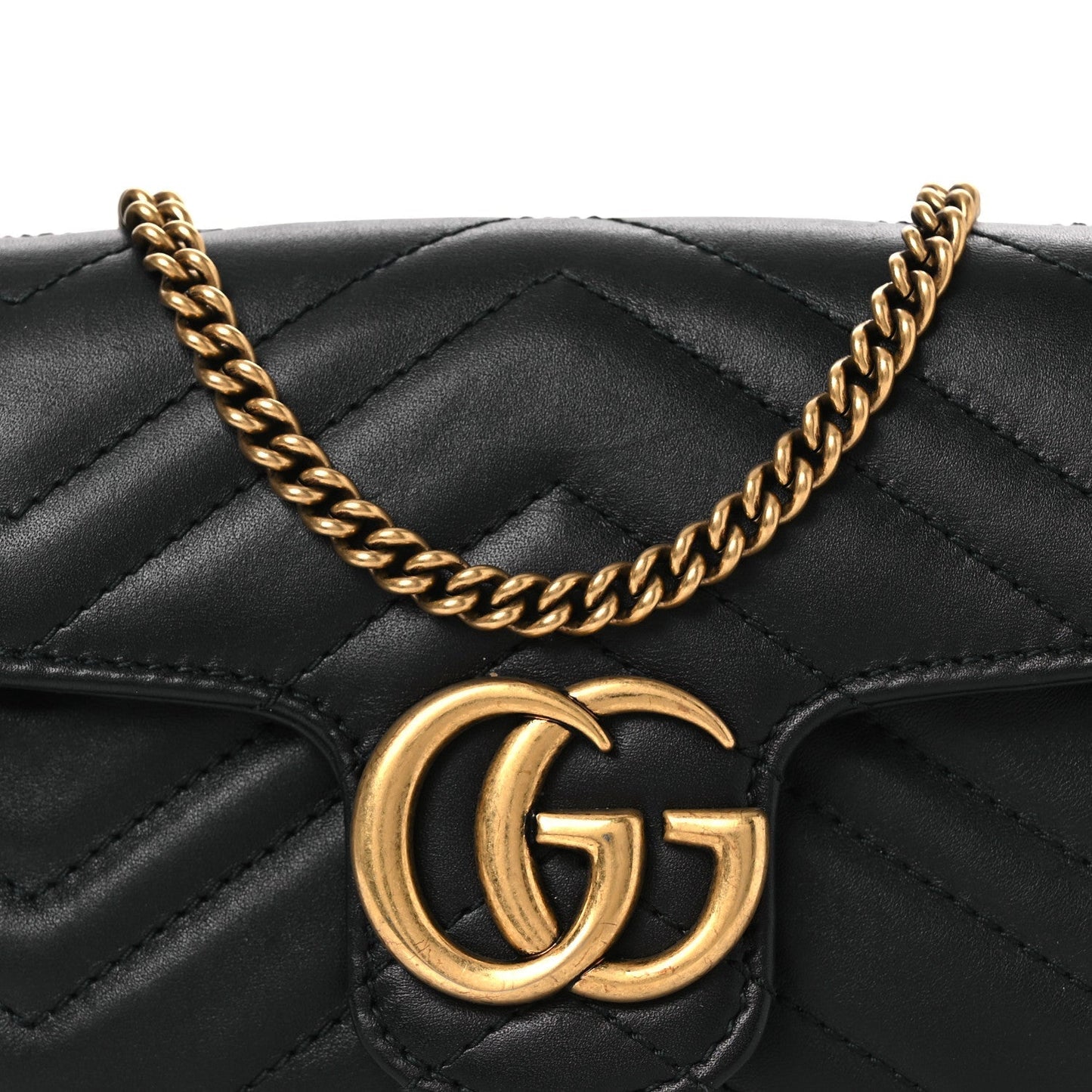 Calfskin Matelasse Super Mini GG Marmont Shoulder Bag Black