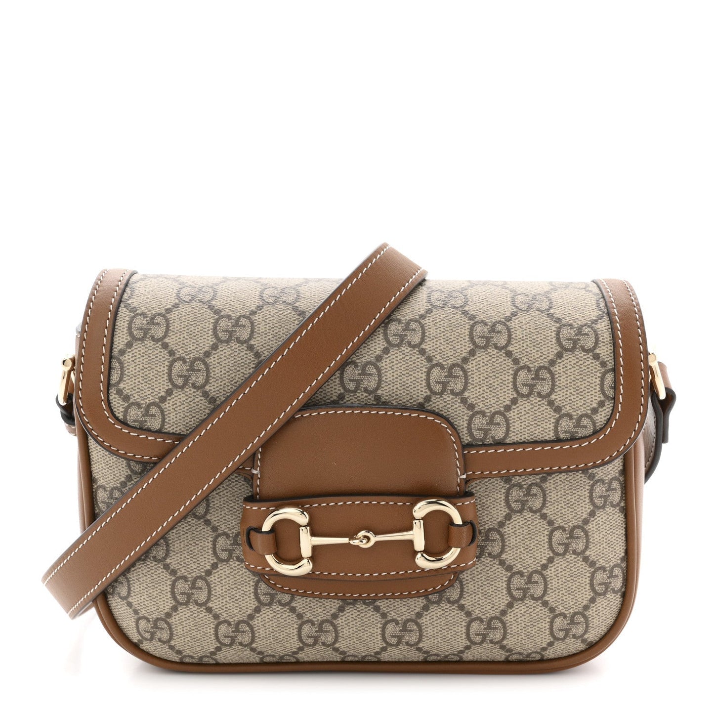 GG Supreme Monogram Duomo Lux Horsebit 1955 Soft Small Shoulder Bag Beige Ebony Sundial