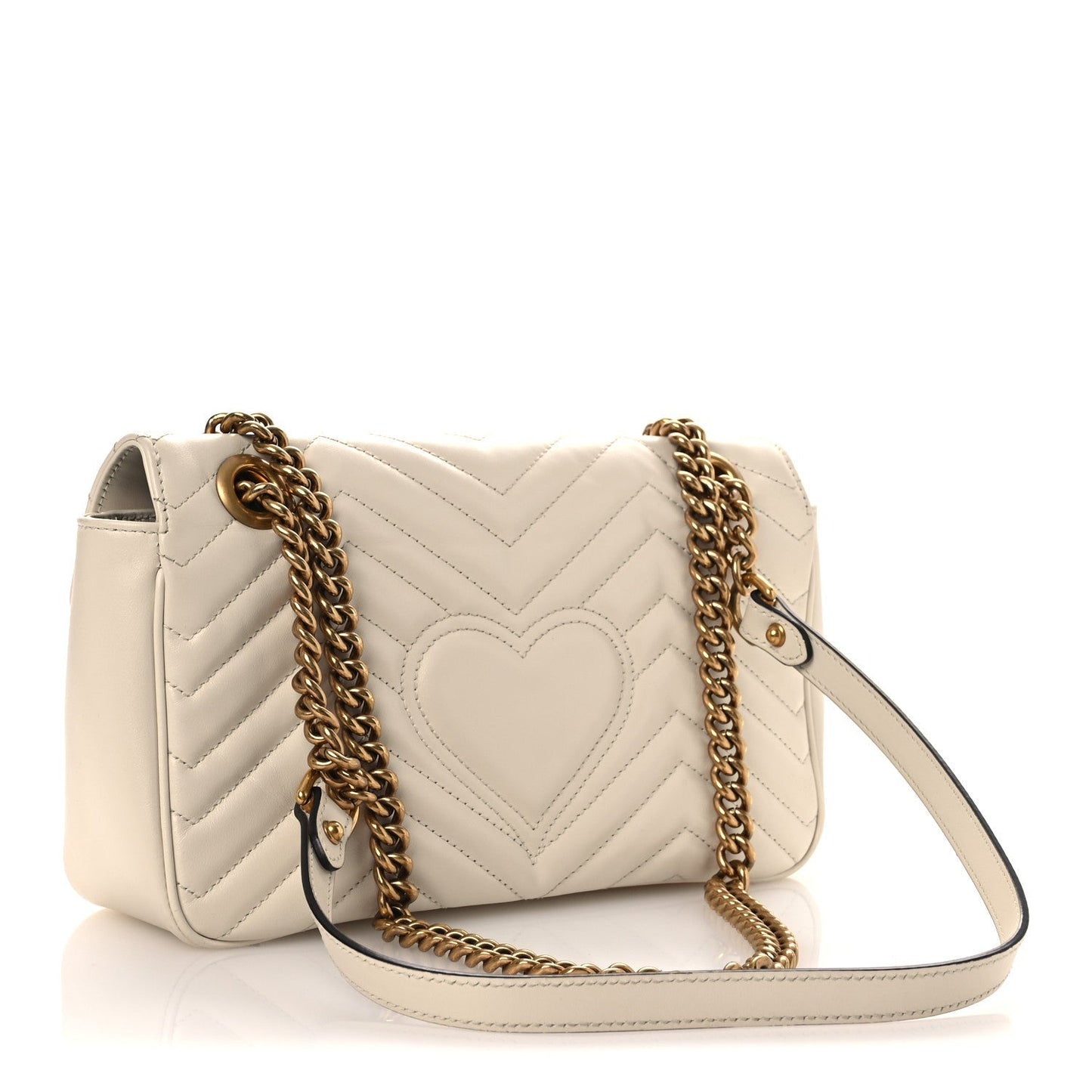 Calfskin Matelasse Small GG Marmont Shoulder Bag White