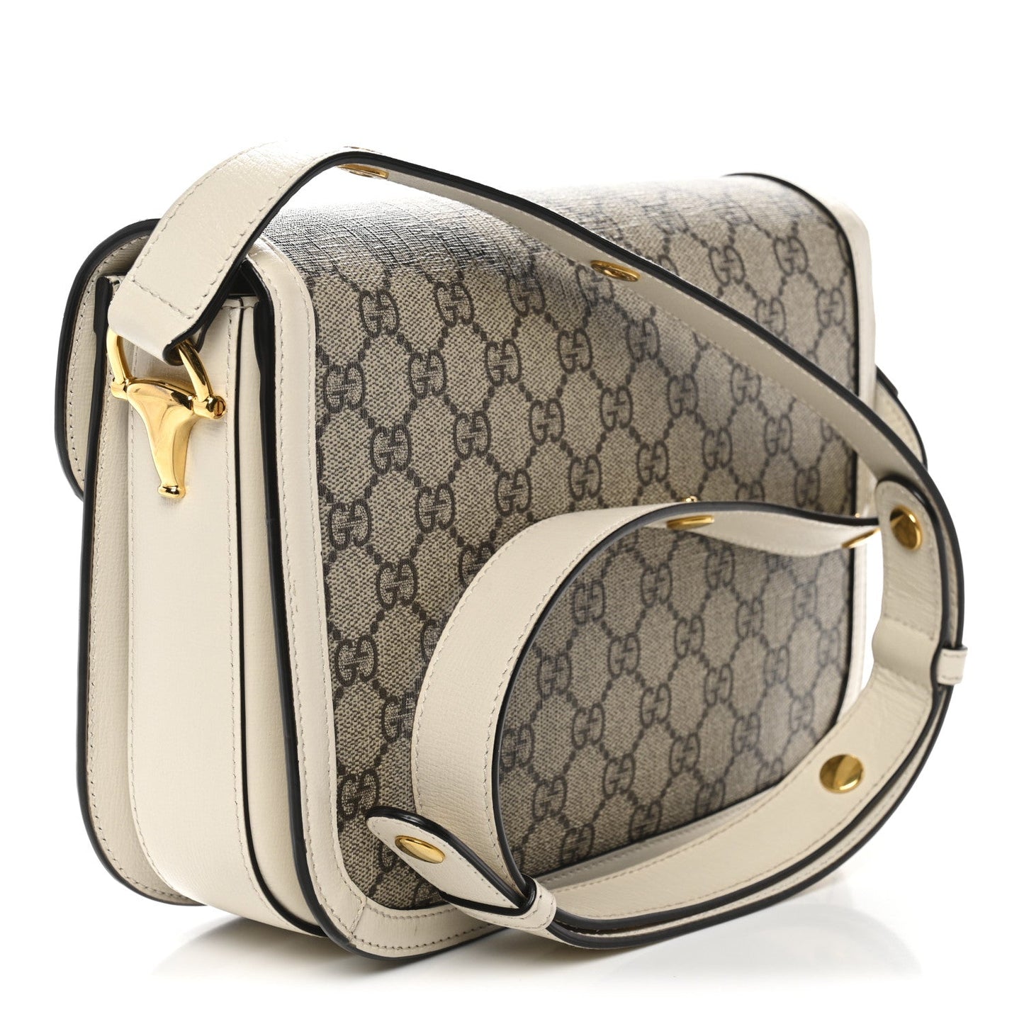 GG Supreme Monogram Horsebit 1955 Shoulder Bag Beige Mystic White
