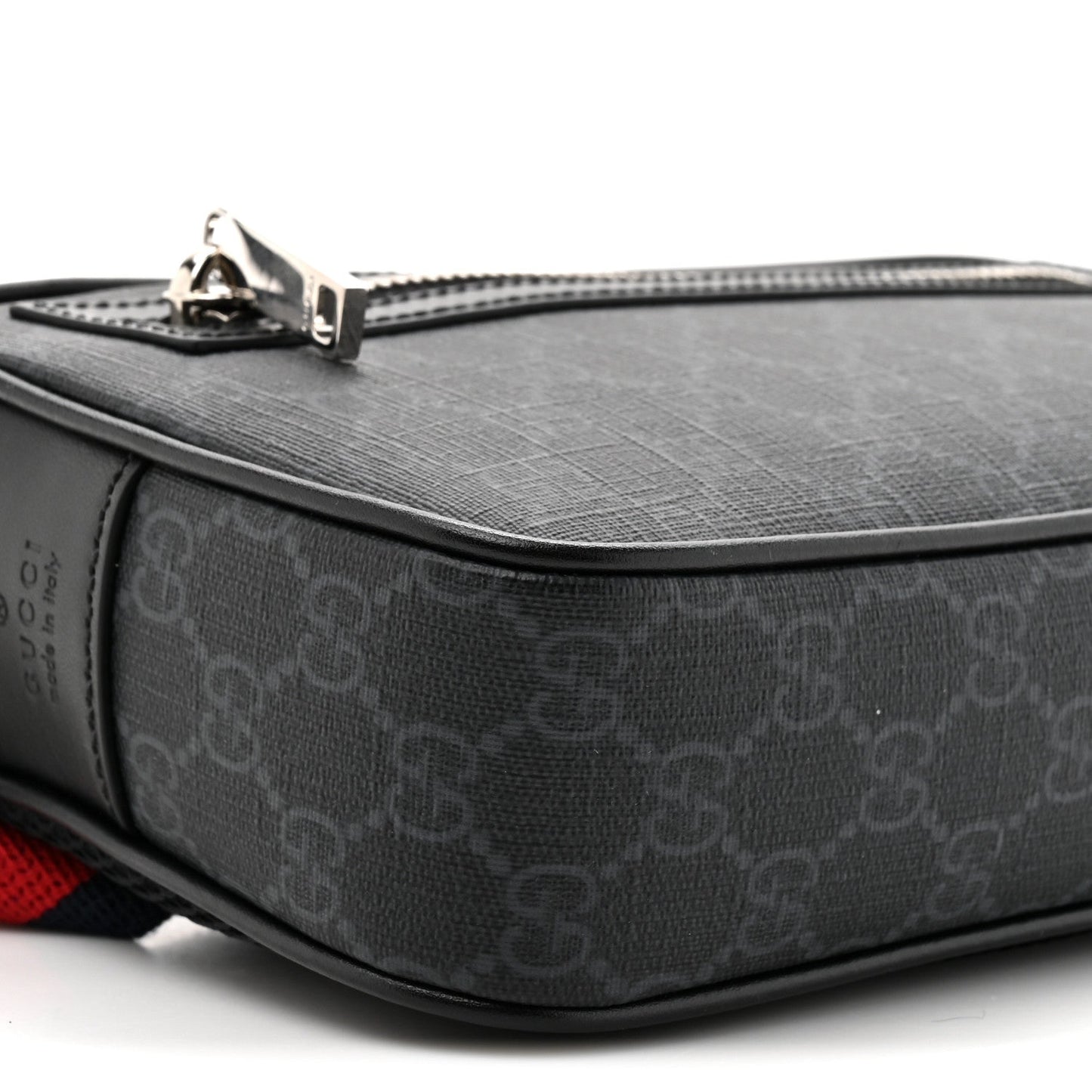 Soft GG Supreme Monogram Web Belt Bag Black Grey