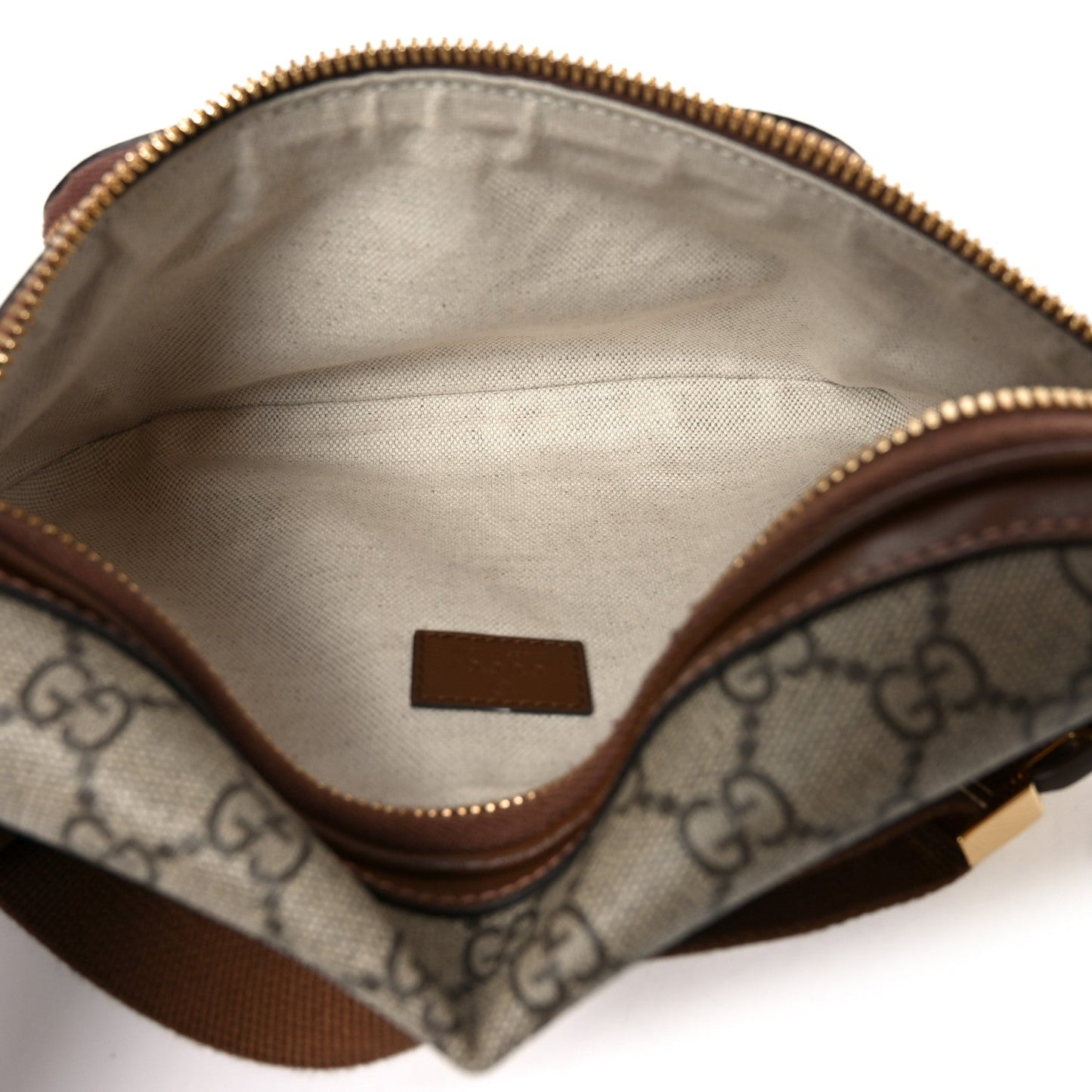 GG Supreme Monogram Textured Calfskin Retro Interlocking G Belt Bag Beige Ebony Brown Sugar
