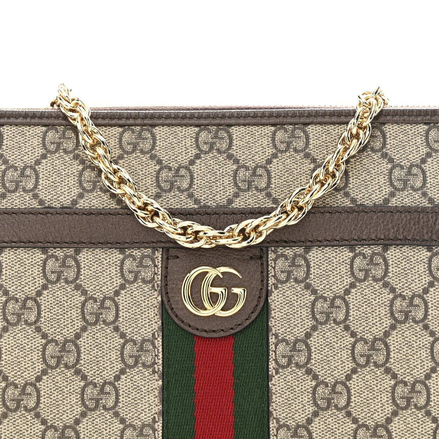 GG Supreme Monogram Web Ophidia Chain Shoulder Bag Brown