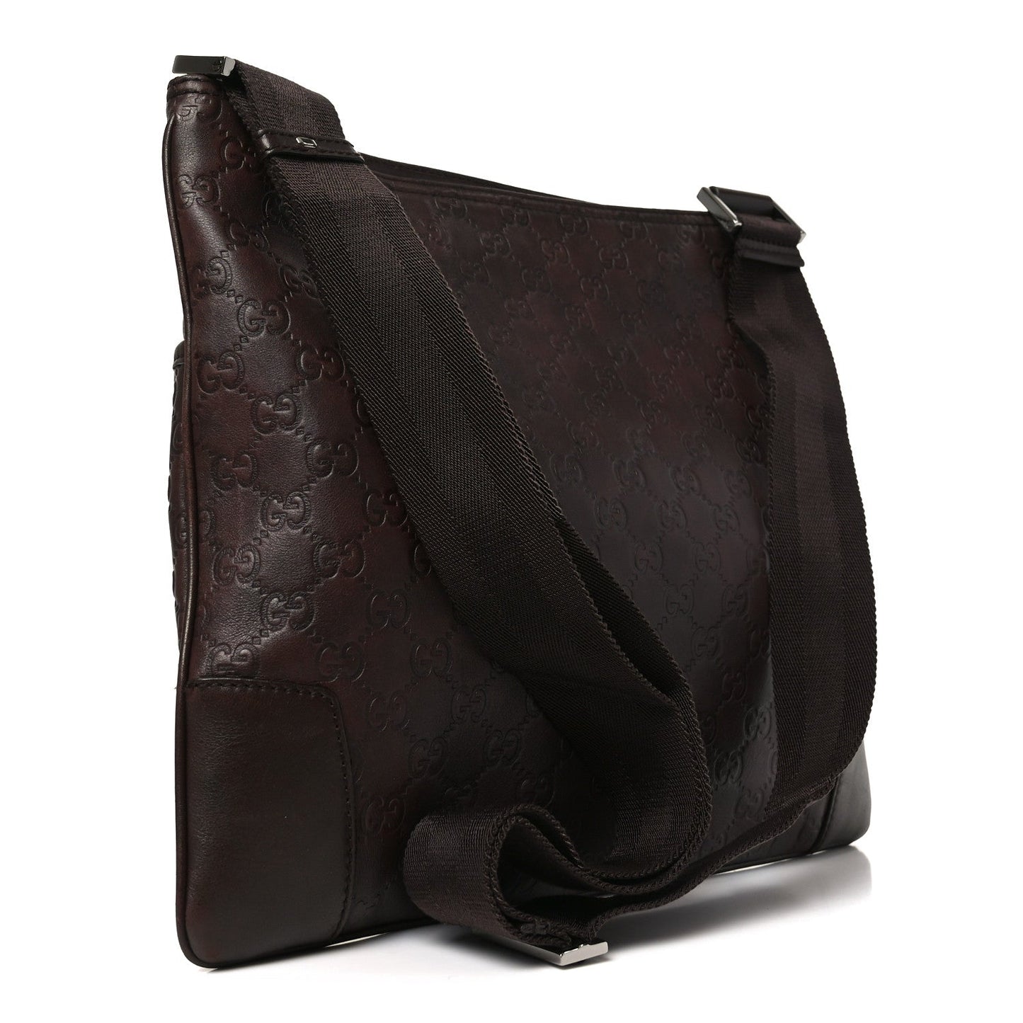 Guccissima Flat Messenger Bag Brown Dark Brown