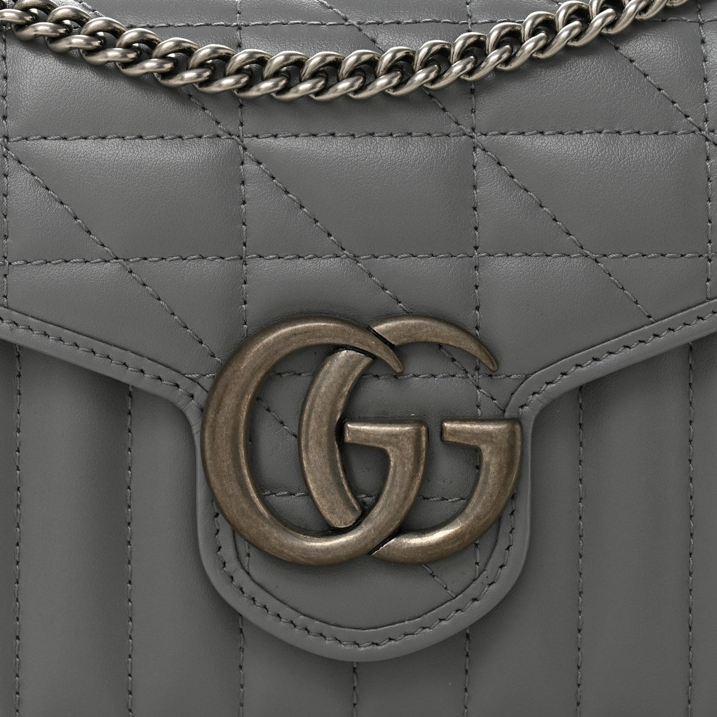 Calfskin Matelasse Aria GG Marmont Chain Wallet Deep Grey