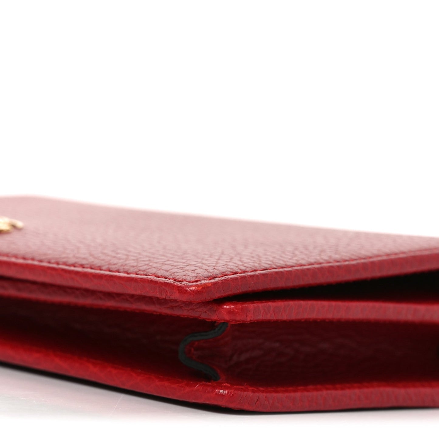 Dollar Calfskin Mini GG Marmont Chain Wallet Hibiscus Red