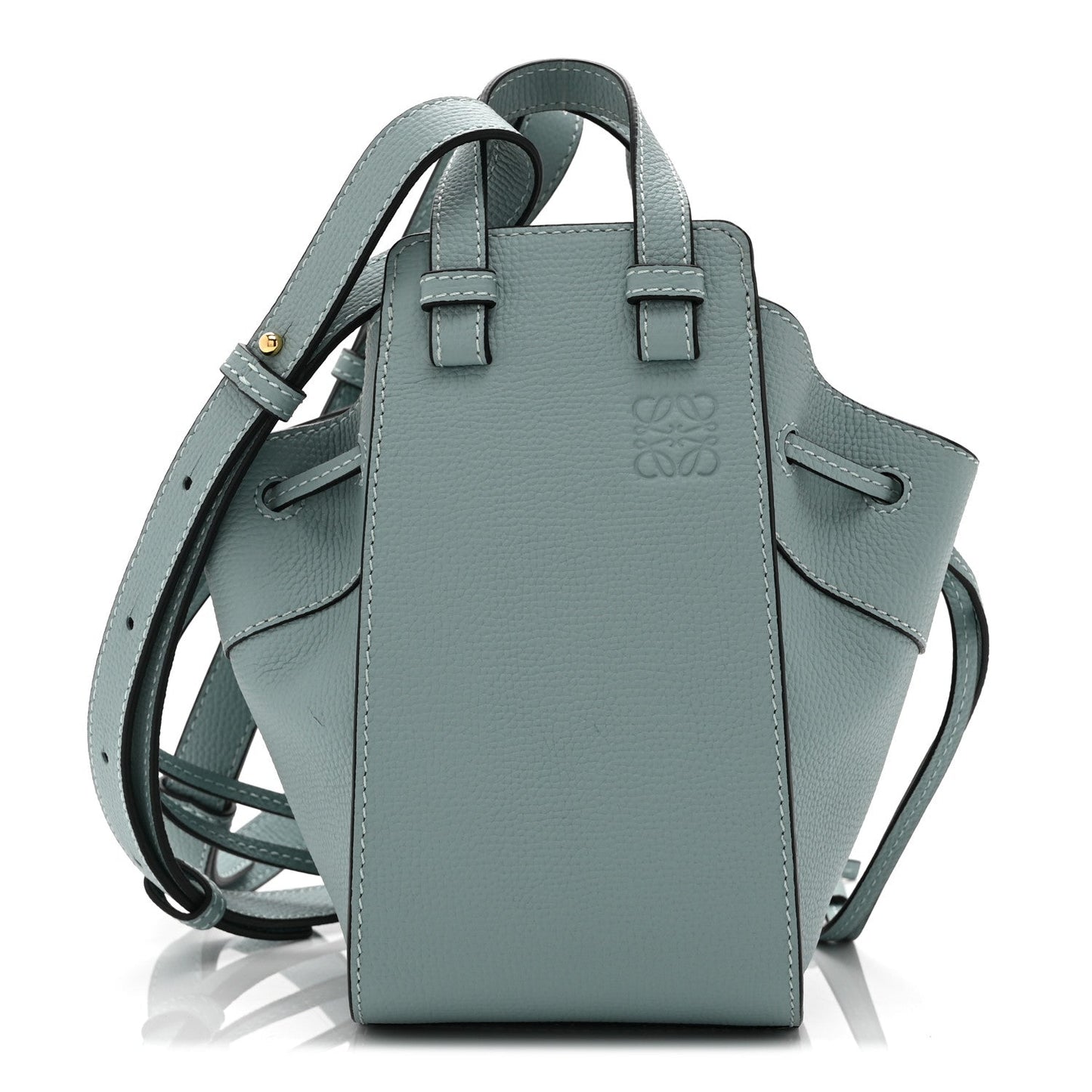 Pebble Grain Calfskin Mini Hammock Shoulder Bag Light Blue